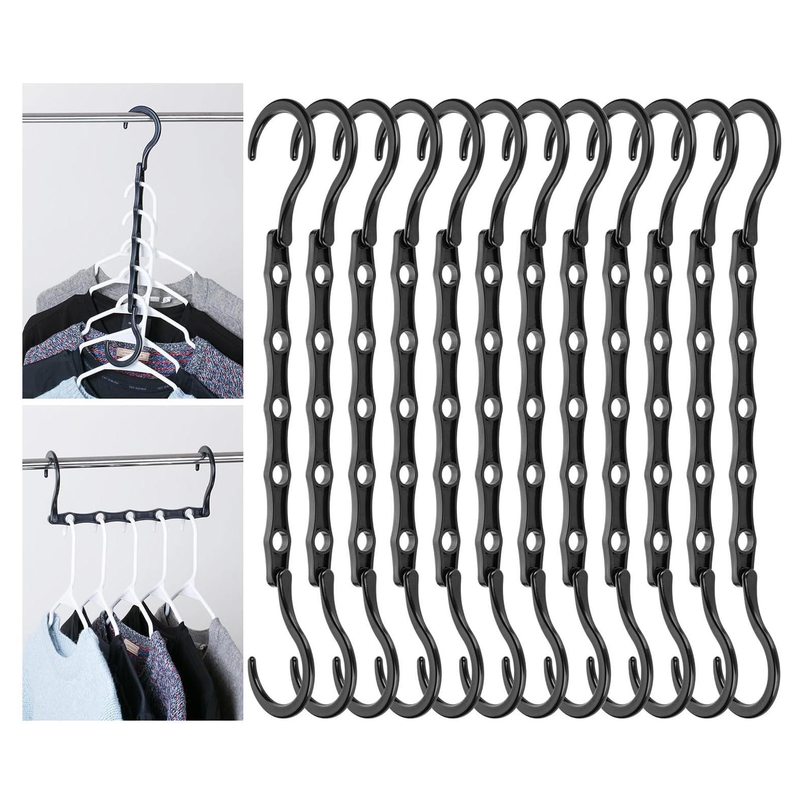 Perchas de plástico Mr. Pen 12 pcs negras ahorradoras de espacio