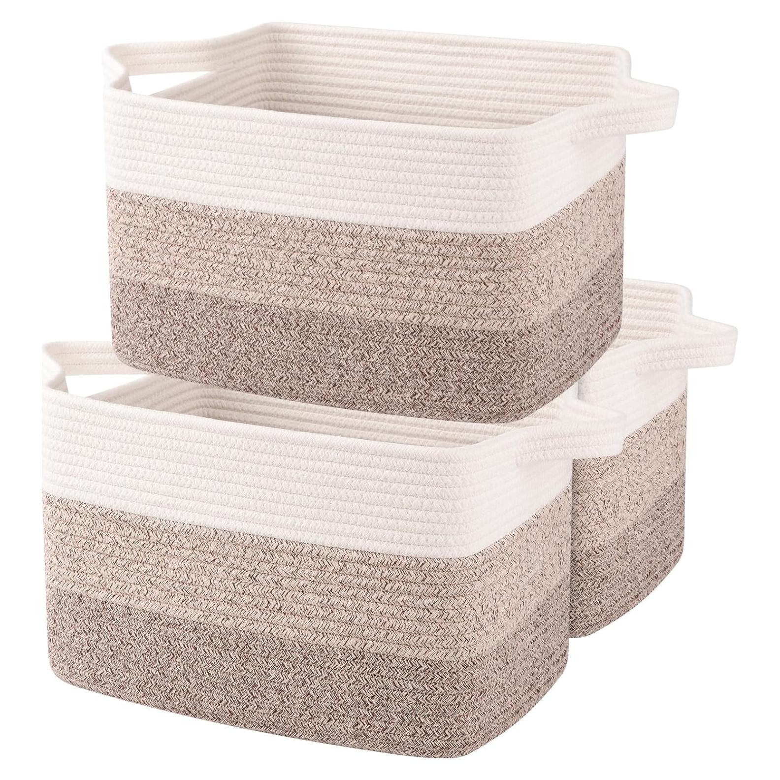 Cesta de Almacenamiento OIAHOMY 3 Piezas Algodón Amarillo 33x25x22cm