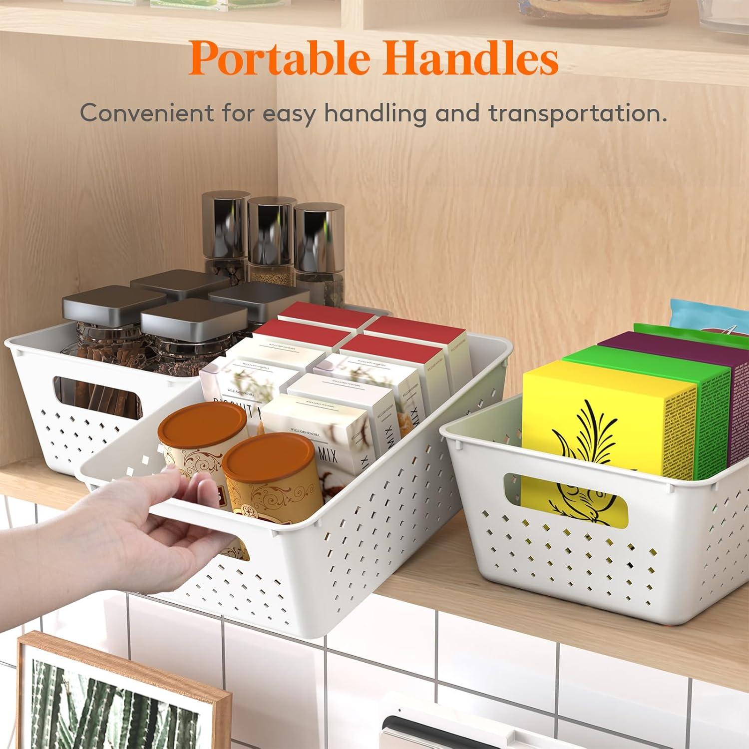 Cestas de Almacenamiento Apilables Lifewit - 12 Piezas, Plástico Blanco