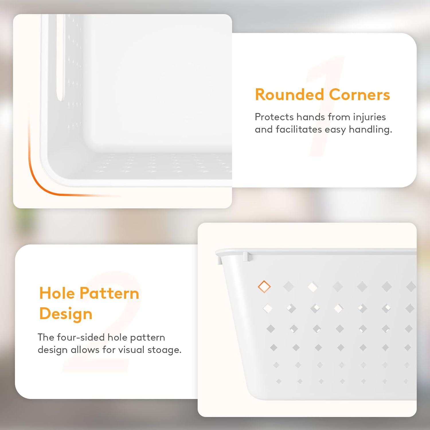 Cestas de Almacenamiento Apilables Lifewit - 12 Piezas, Plástico Blanco