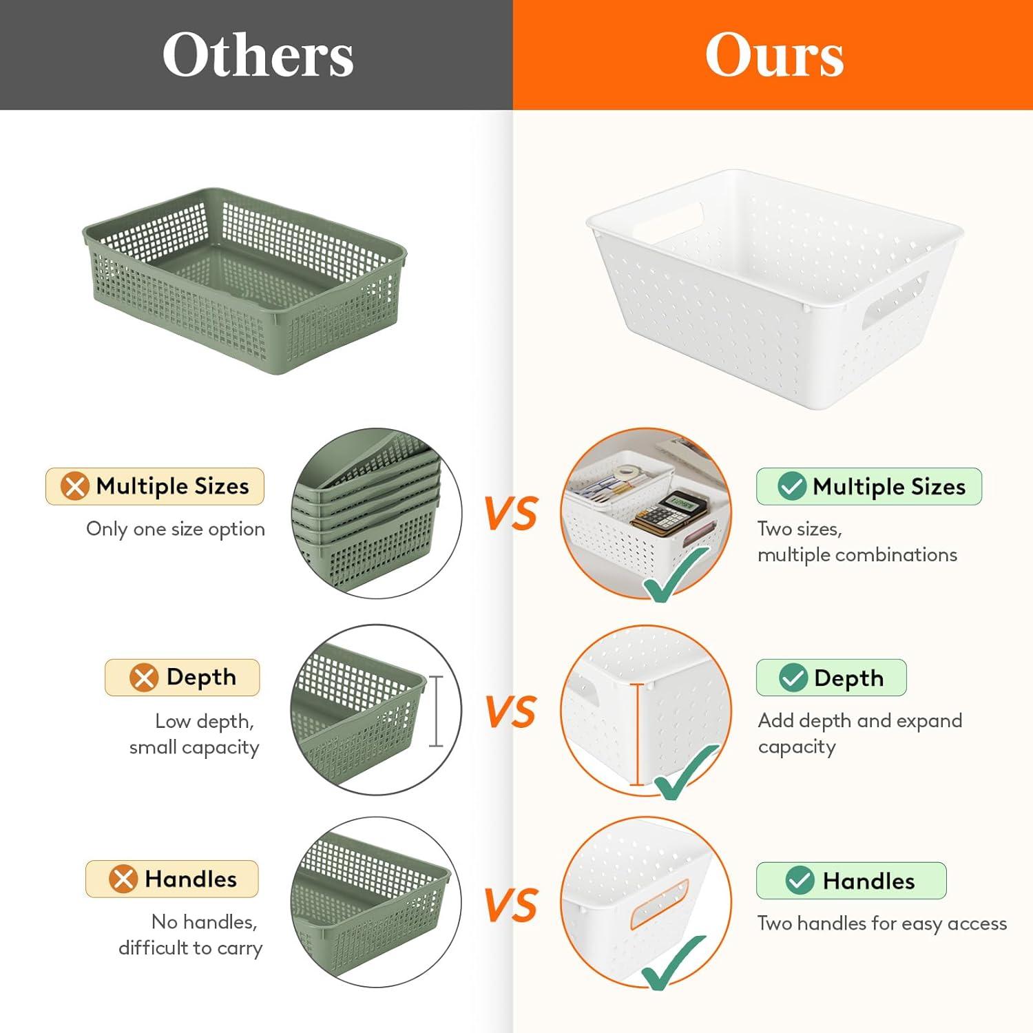 Cestas de Almacenamiento Apilables Lifewit - 12 Piezas, Plástico Blanco