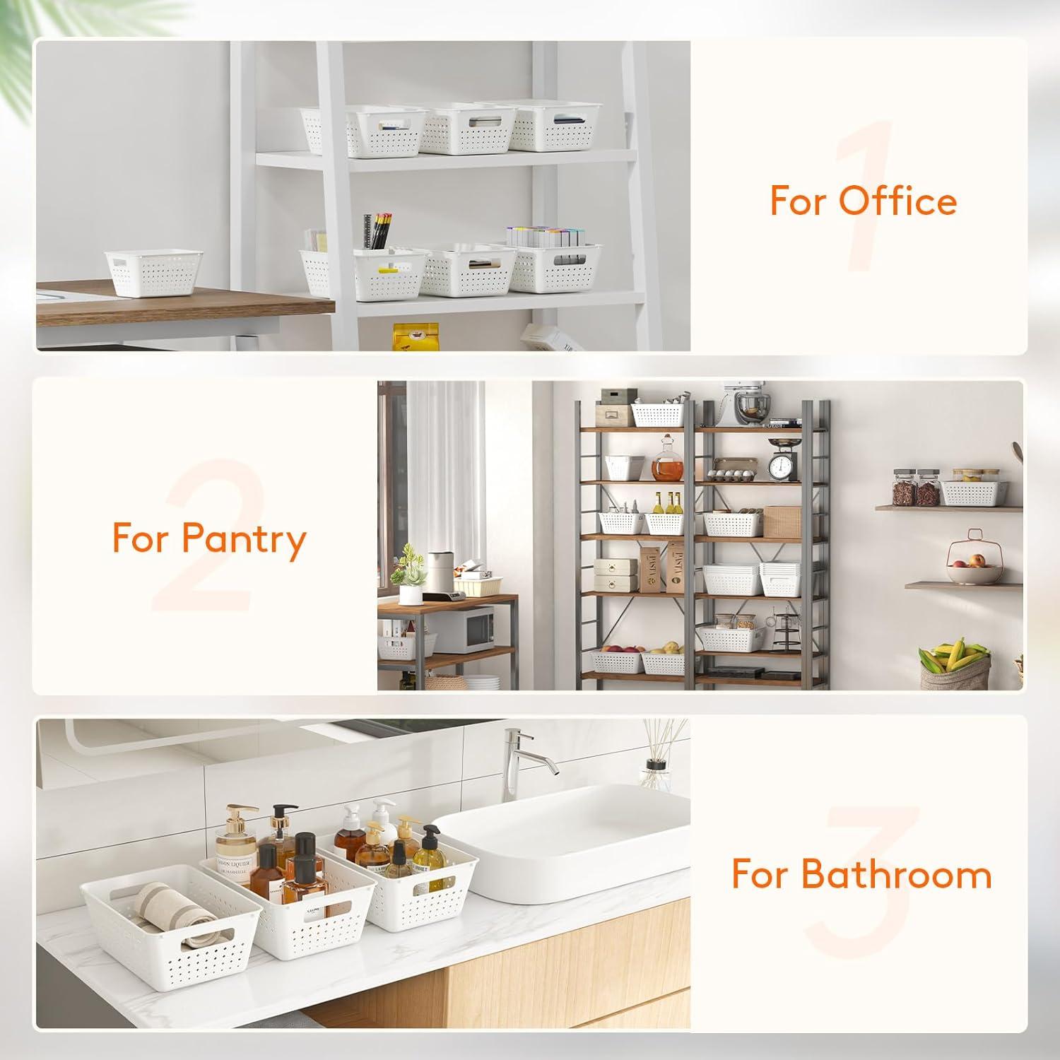 Cestas de Almacenamiento Apilables Lifewit - 12 Piezas, Plástico Blanco