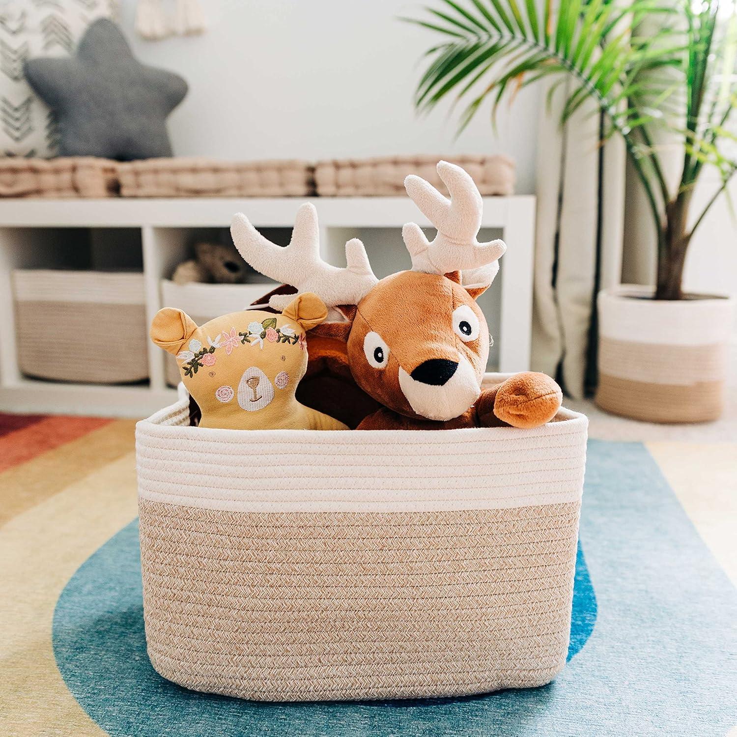 Set de 3 Cestas de Almacenamiento OrganiHaus - Cuerda Algodón Miel