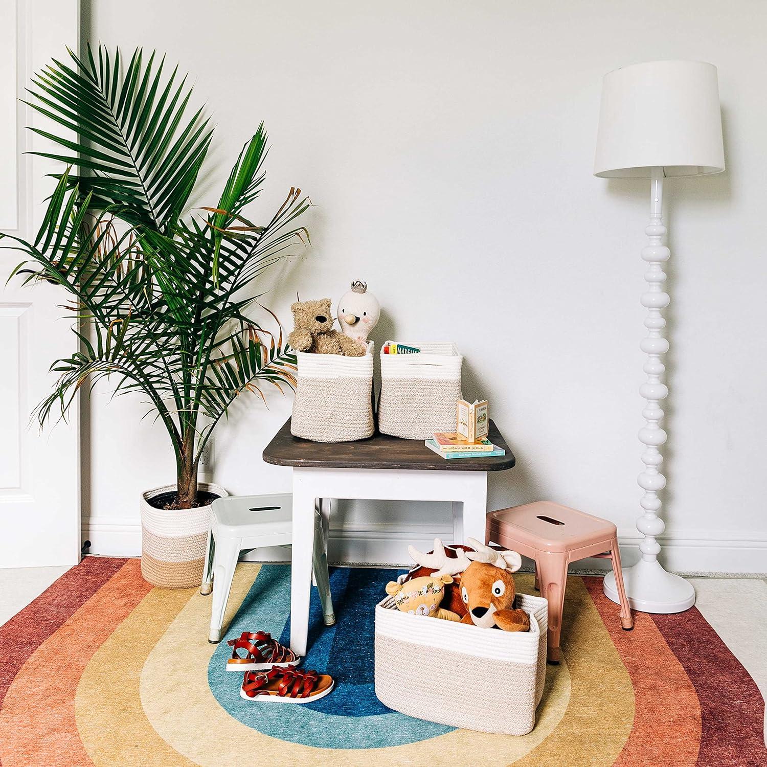 Set de 3 Cestas de Almacenamiento OrganiHaus - Cuerda Algodón Miel