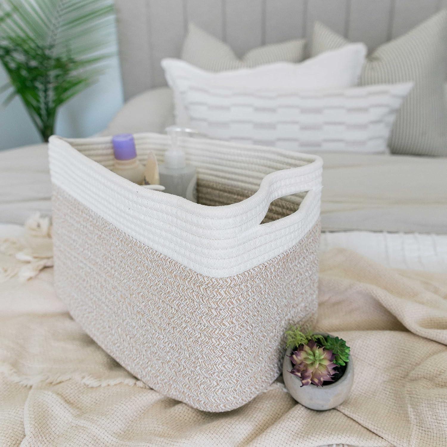 Set de 3 Cestas de Almacenamiento OrganiHaus - Cuerda Algodón Miel