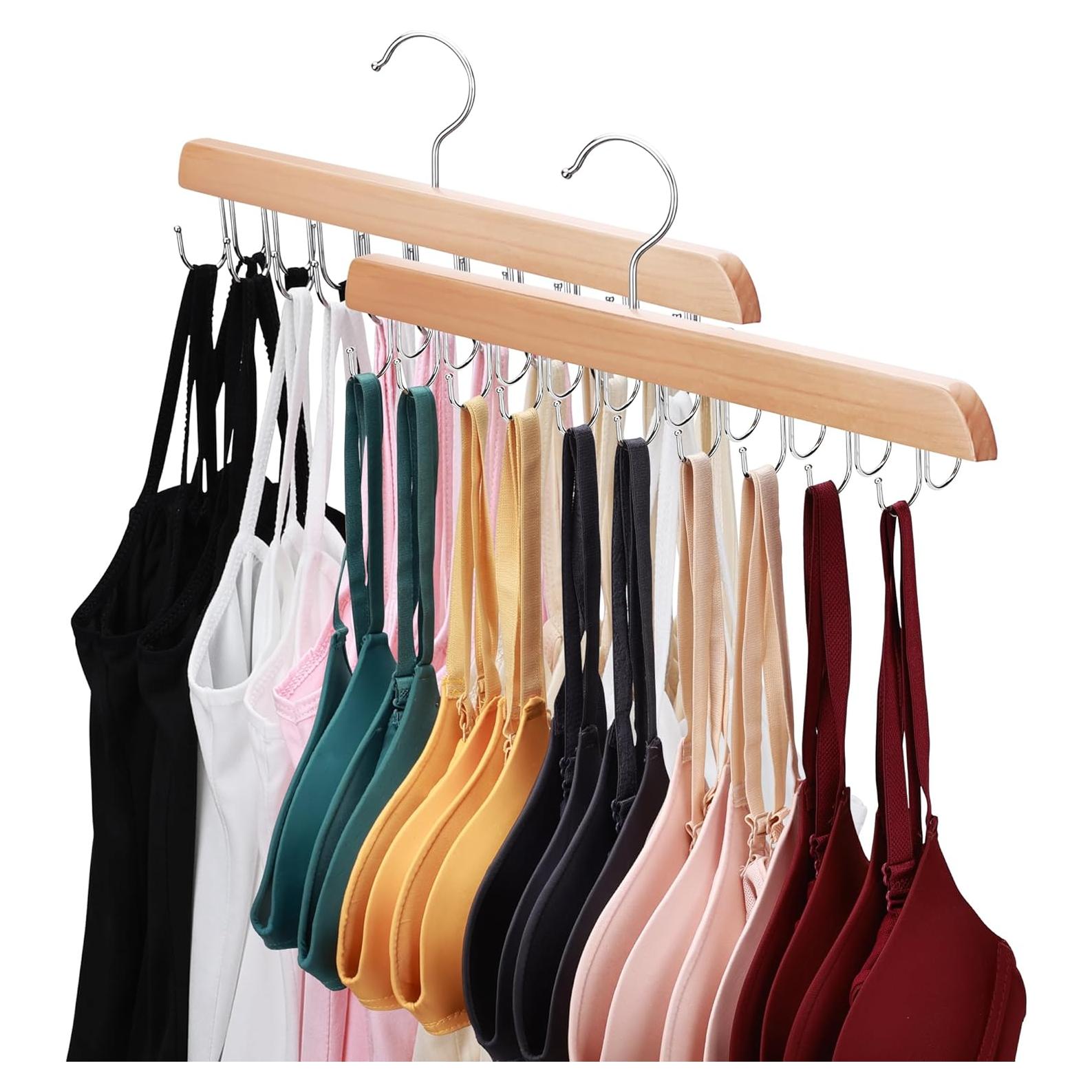 Pack de 2 Perchas de Madera Necamocu para Sujetadores y Ropa