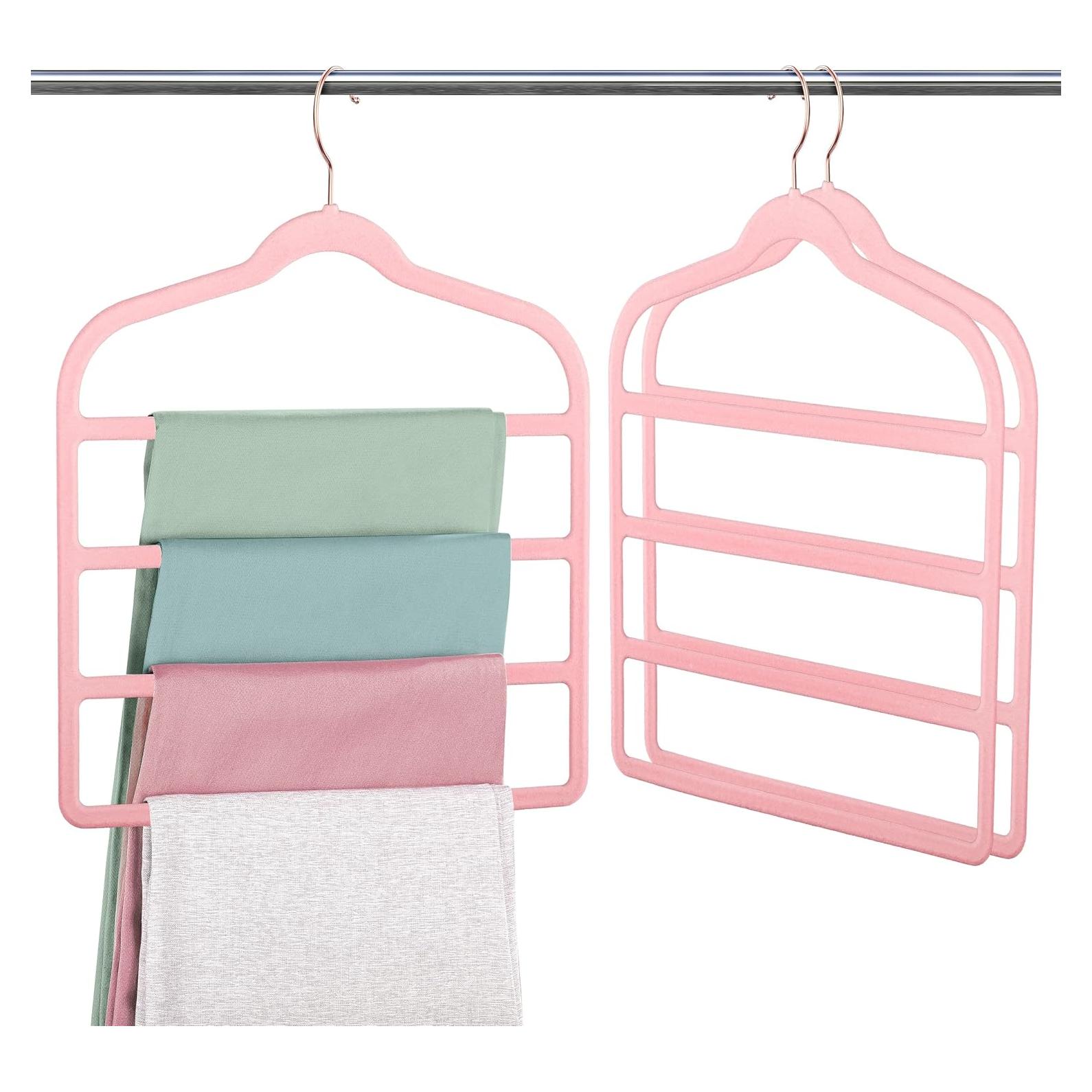 Perchero de Pantalones de Terciopelo Myfolrena Rosa 3 Piezas