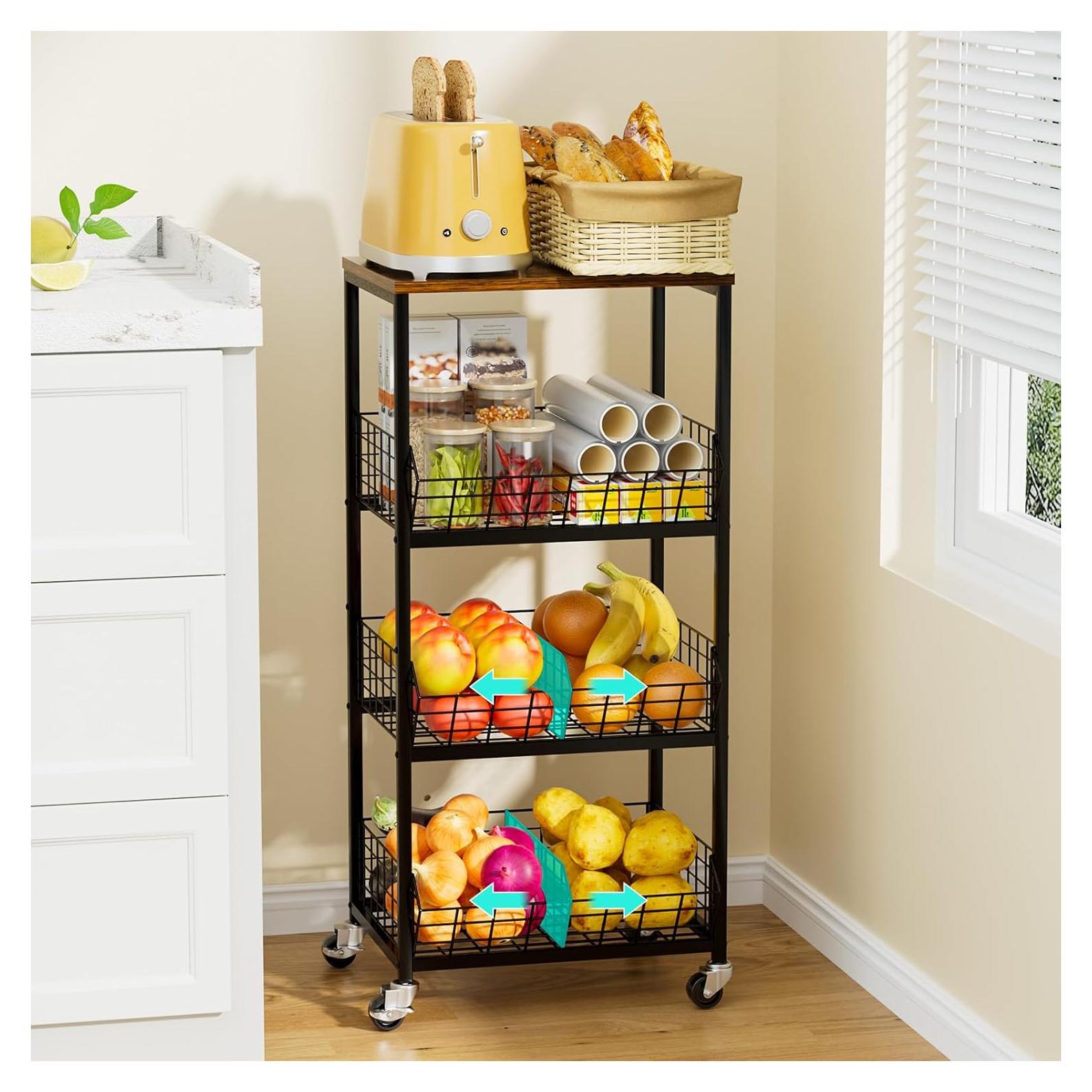 Carro de Frutas y Verduras HapiRm 4 Niveles Negro