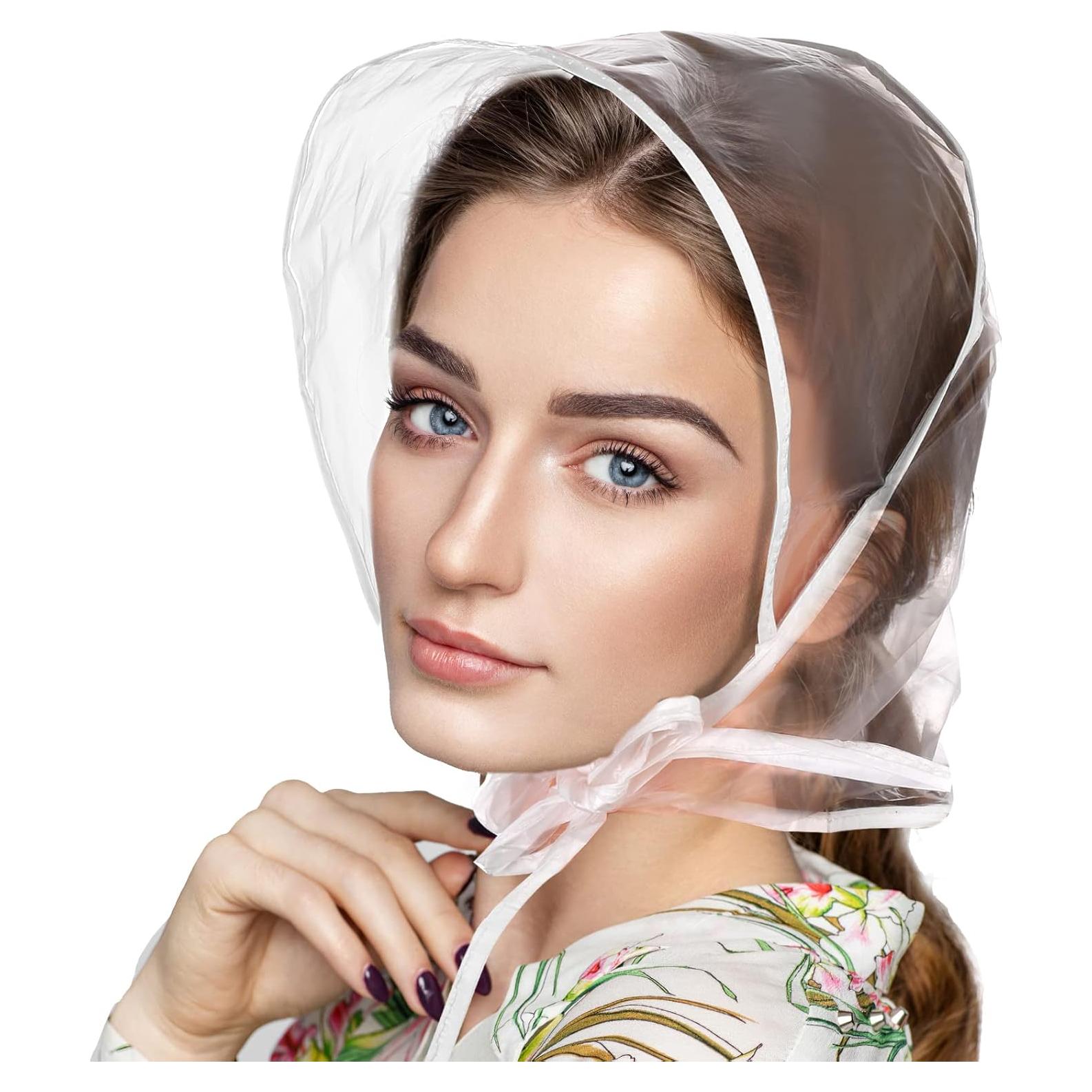 6 Gorras de Lluvia Transparentes Impermeables para Mujer