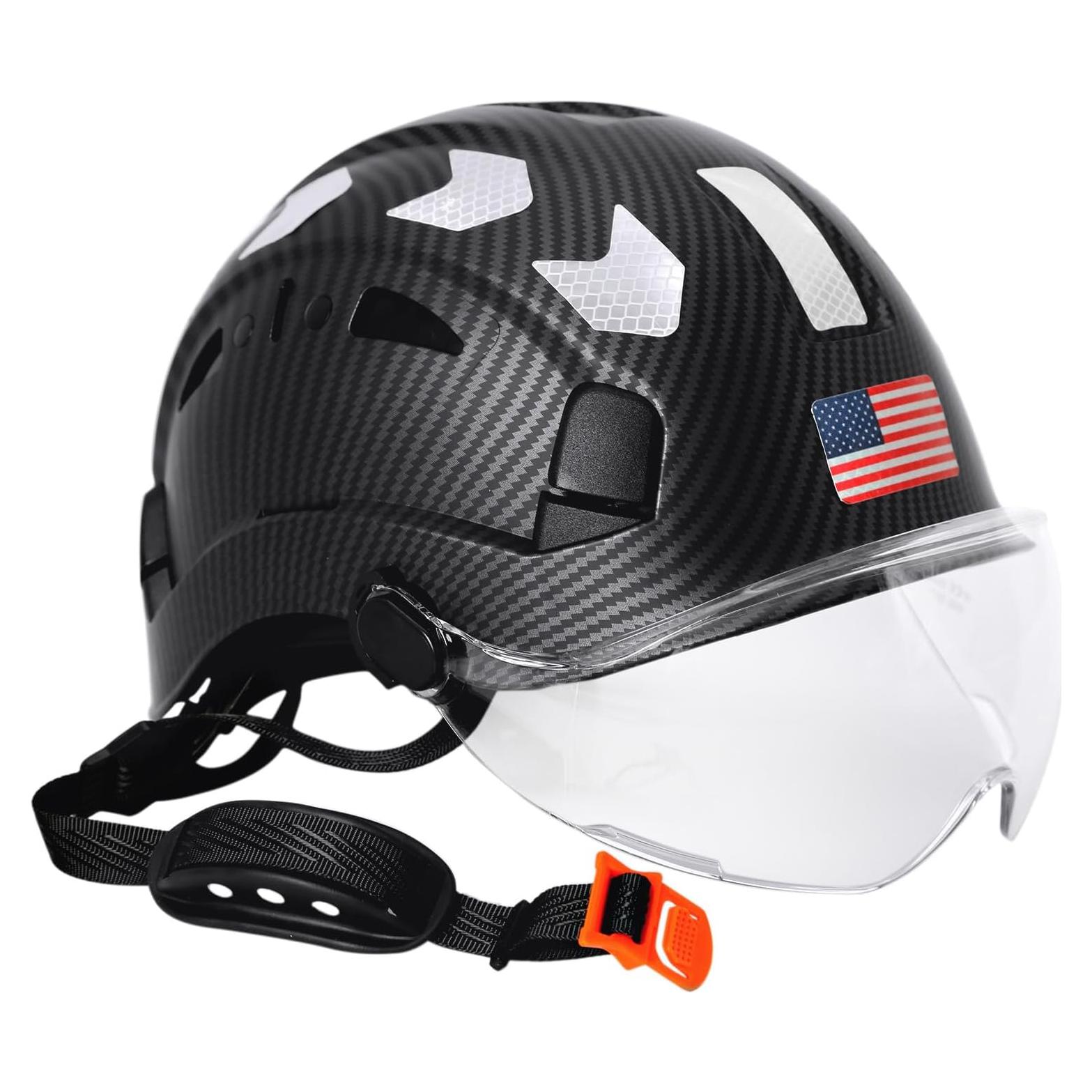 Casco de seguridad Aolamegs fibra de carbono negro con visera