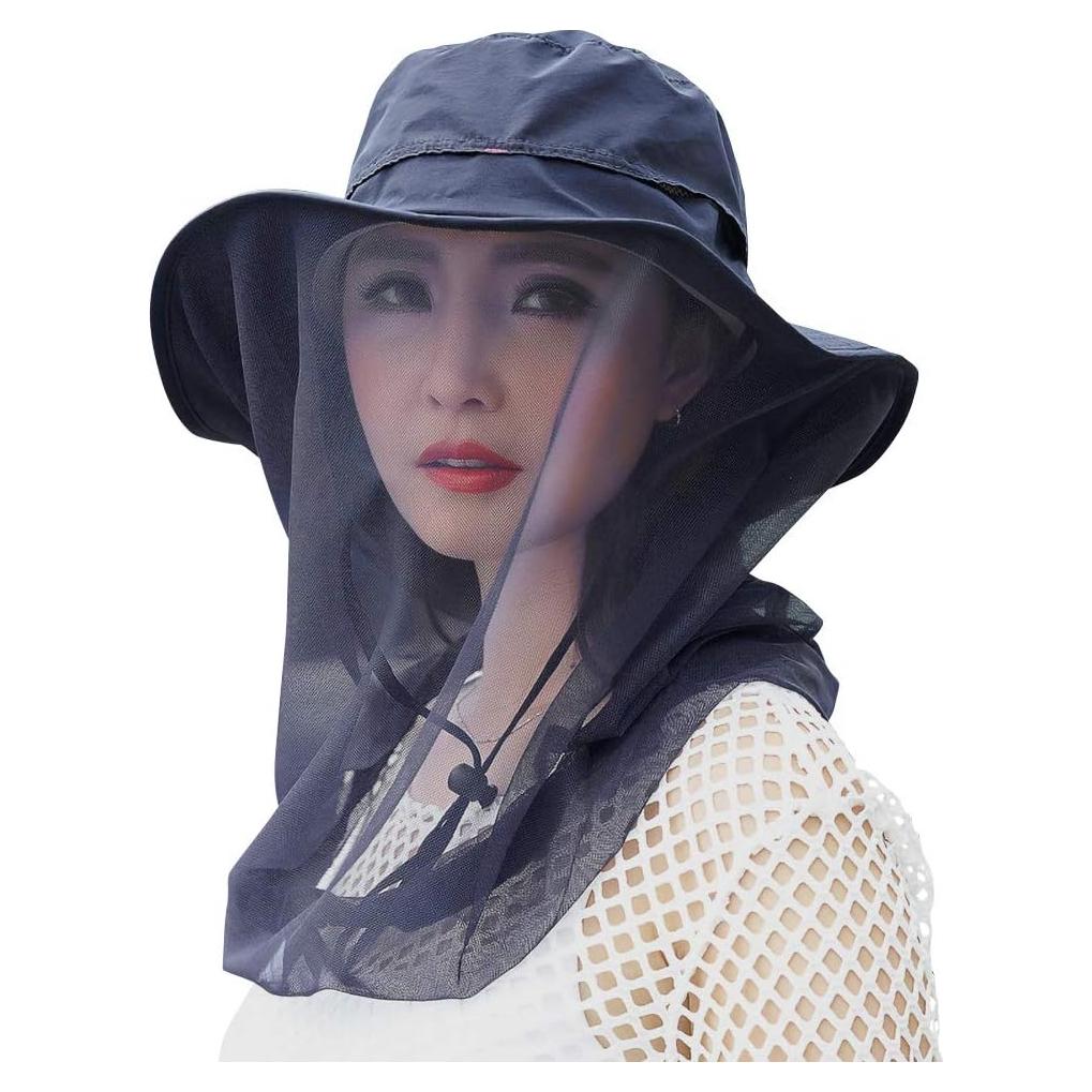 Sombrero Safari Antimosquitos Jackcell Azul Marino UPF 50+