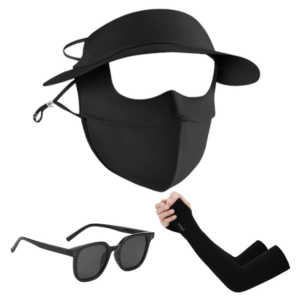 Conjunto de Protección Solar para Mujeres - Máscara, Mangas y Gafas