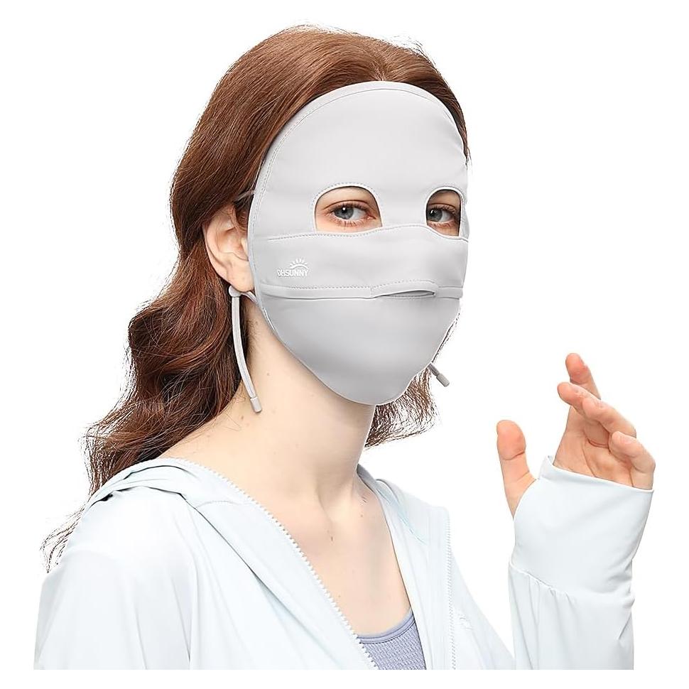 Cubierta Facial Solar UPF 50+ para Mujeres - Transpirable Gris