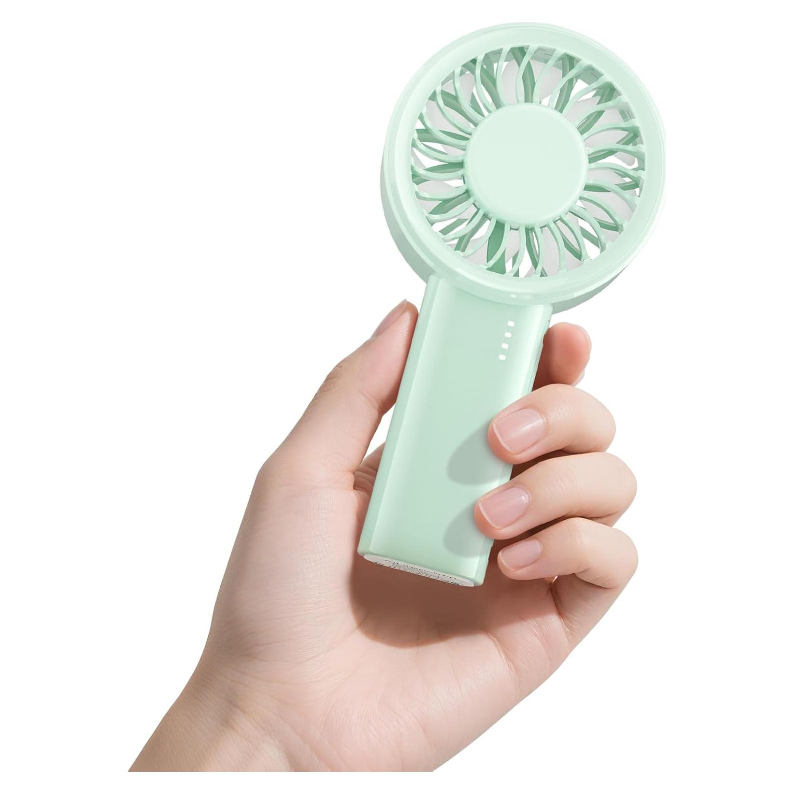 Ventilador de Mano HandFan Verde, 5 Velocidades, Recargable USB-C