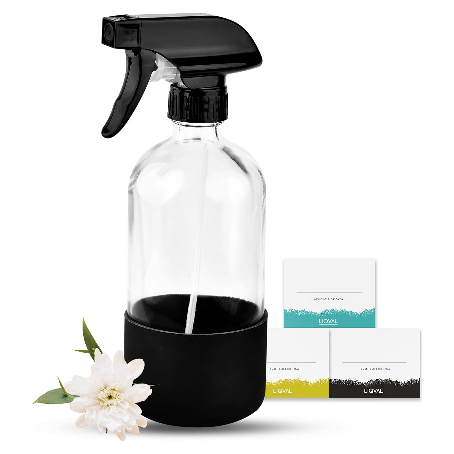 Botella Spray de Vidrio LIQVAL 500ml con Manga de Silicona