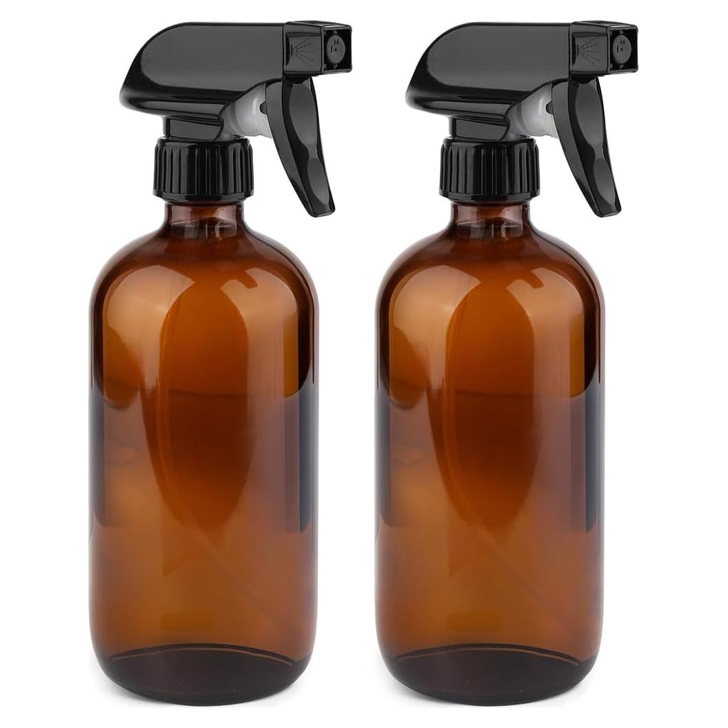 Botellas de Spray de Vidrio Ámbar GLING 16 oz 2 Pack Reutilizables