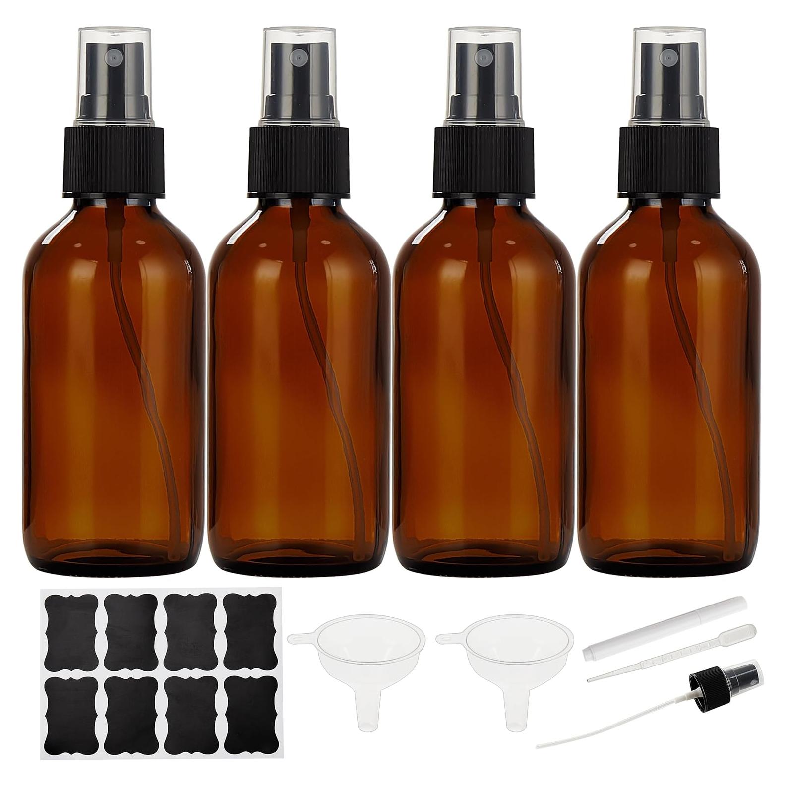 Botellas de Spray de Vidrio Ámbar 4 oz Bastelica - Pack de 4