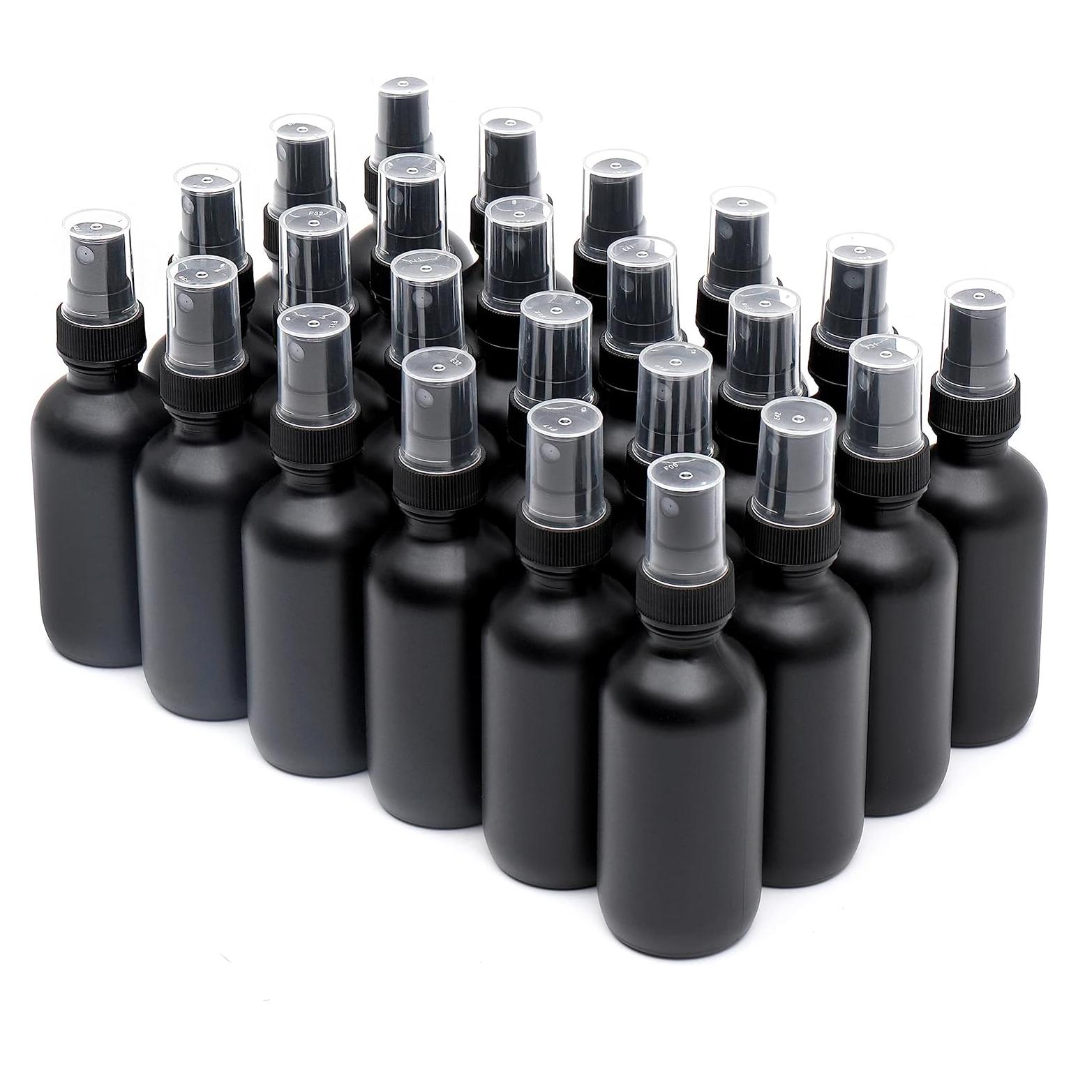 Botellas de Spray de Vidrio Negro Esmerilado 2 oz - 24 Paquetes