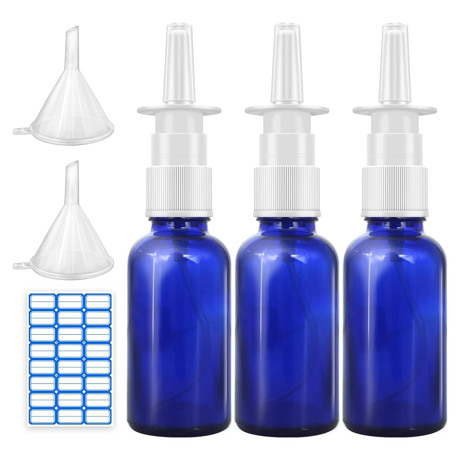 Botellas de Spray Nasal Cupohus 30ml Vidrio Azul 3 Pcs