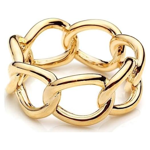 Anillo Broche de Bufanda de Seda Oro con Cadena de Enlace 1x2.3cm