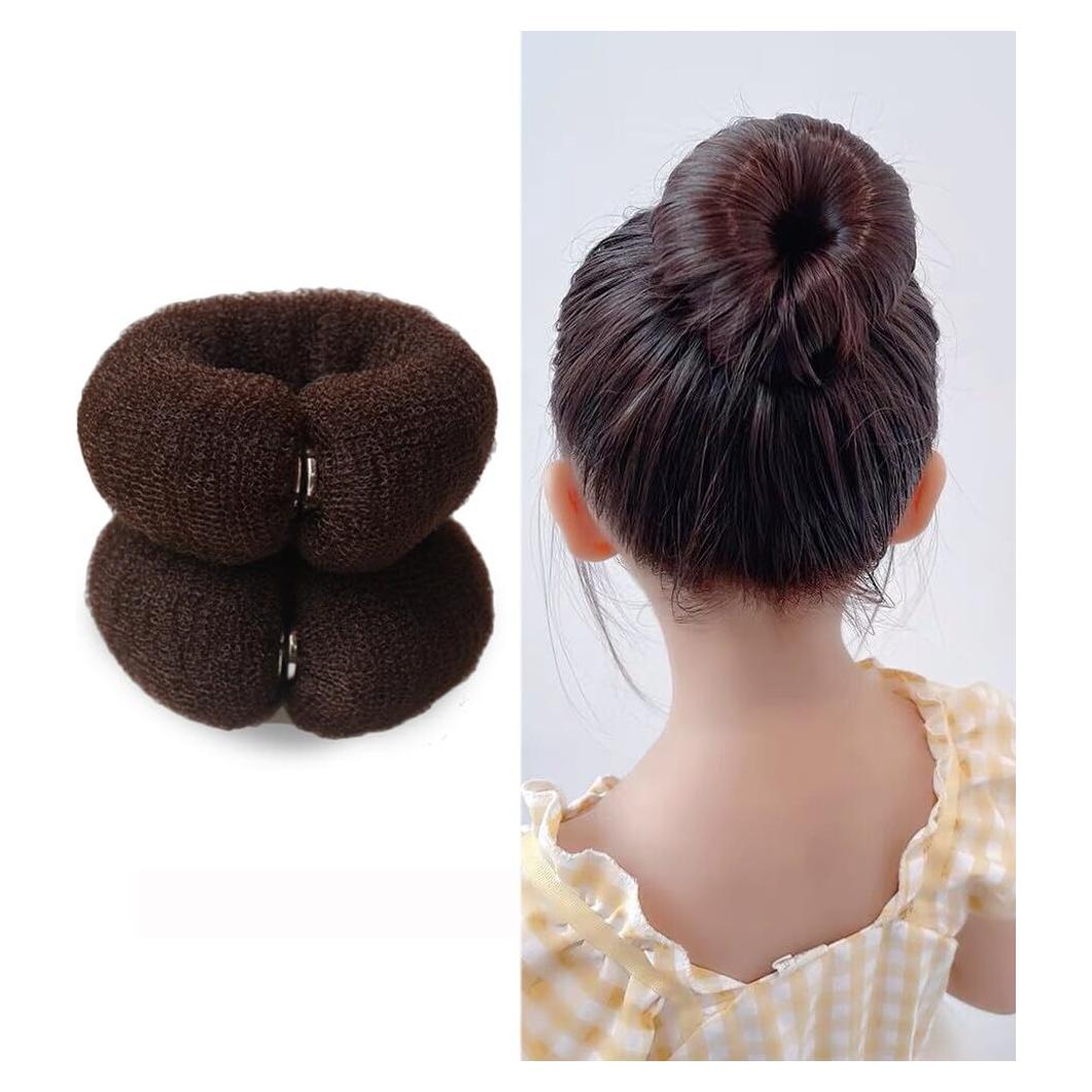 2 Piezas Donut Hair Bun Maker VASANA 20cm Color Marrón