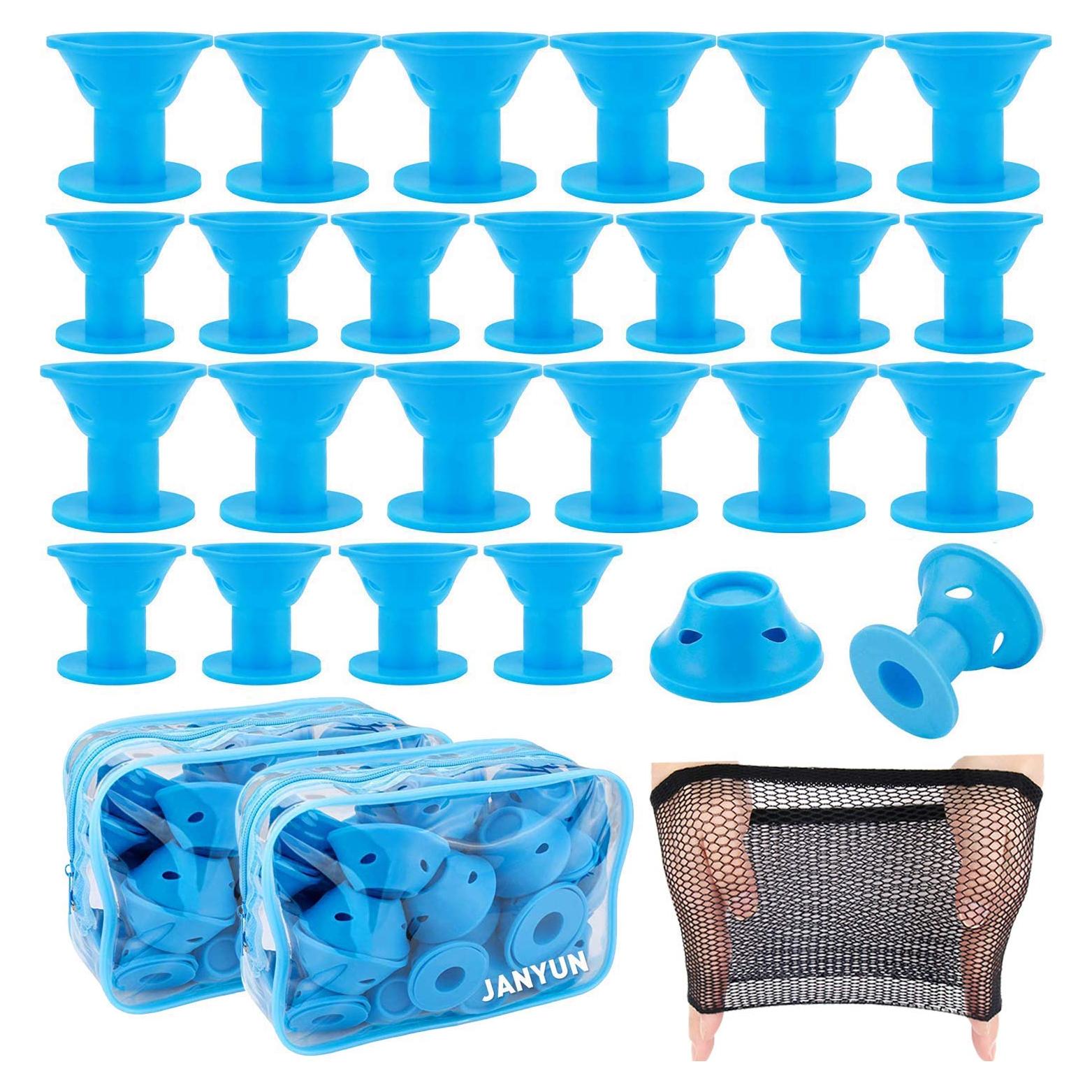 Conjunto de Rulos de Silicona JANYUN - 80 Piezas Azul