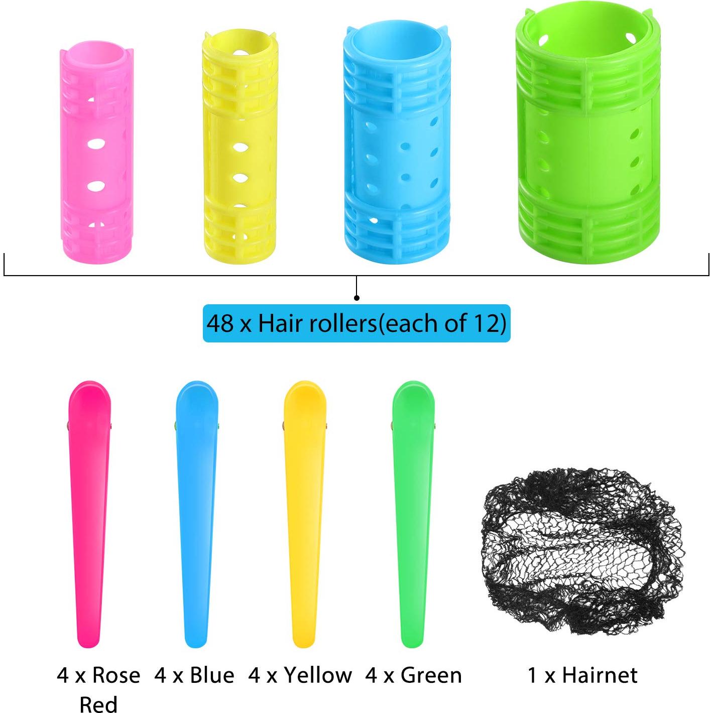 Juego de 65 Rulos Magnéticos Plástico WILLBOND 4 Tamaños