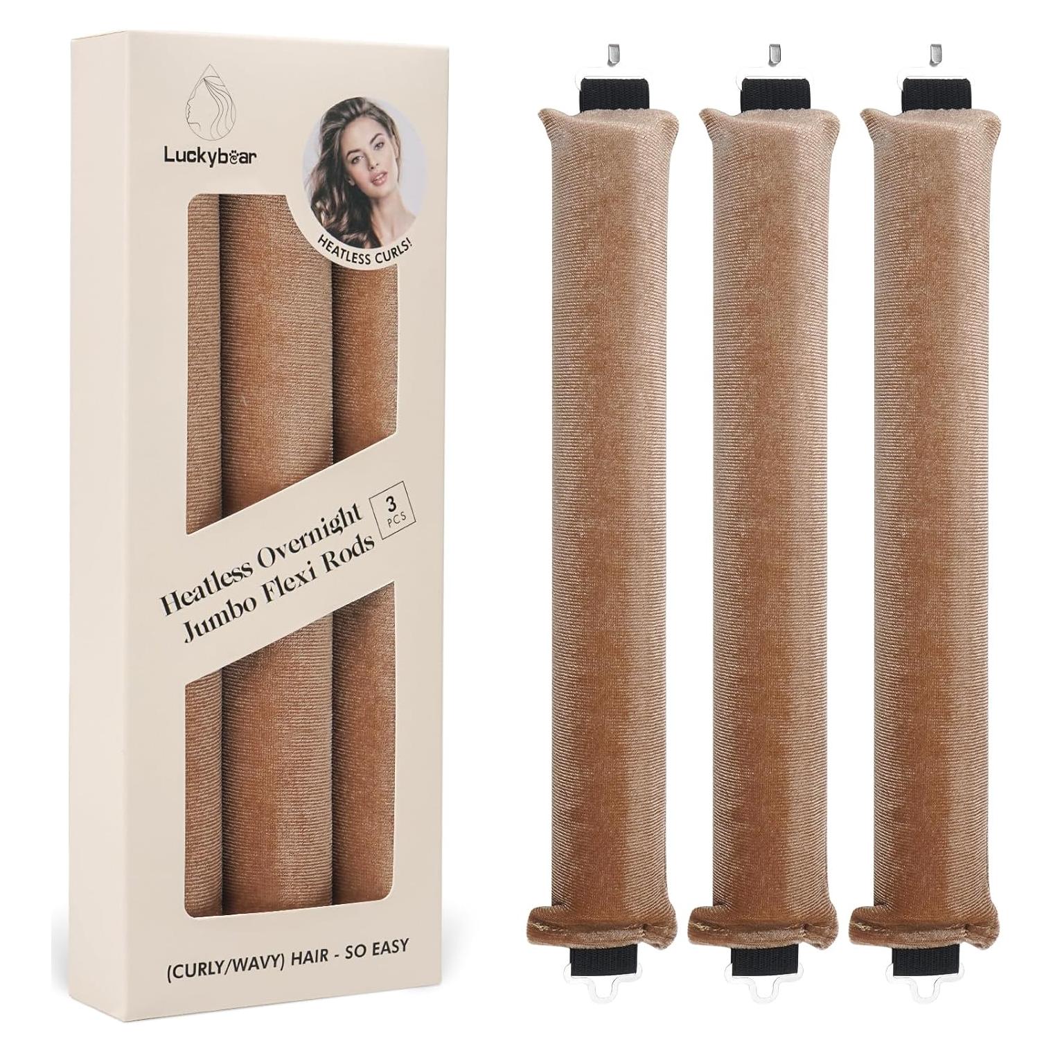 Rulos de Pelo Sin Calor Luckybear Jumbo 3pcs Caqui