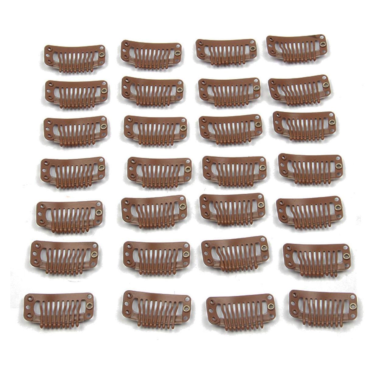 20 Clips de Metal para Extensiones de Cabello JFFX 32mm Marrón Claro