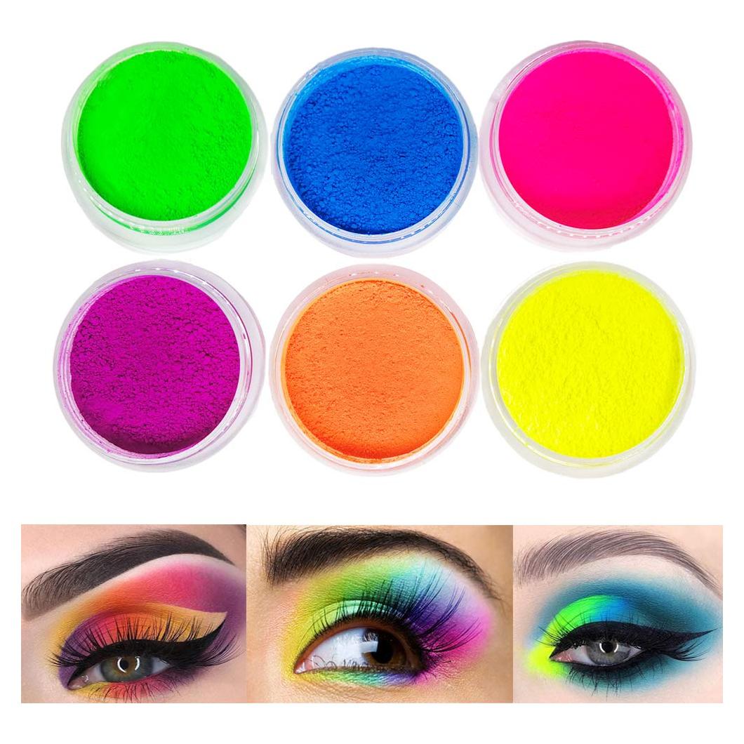 Polvo de Sombra de Ojos Neón FindinBeauty 6 Colores Brillantes