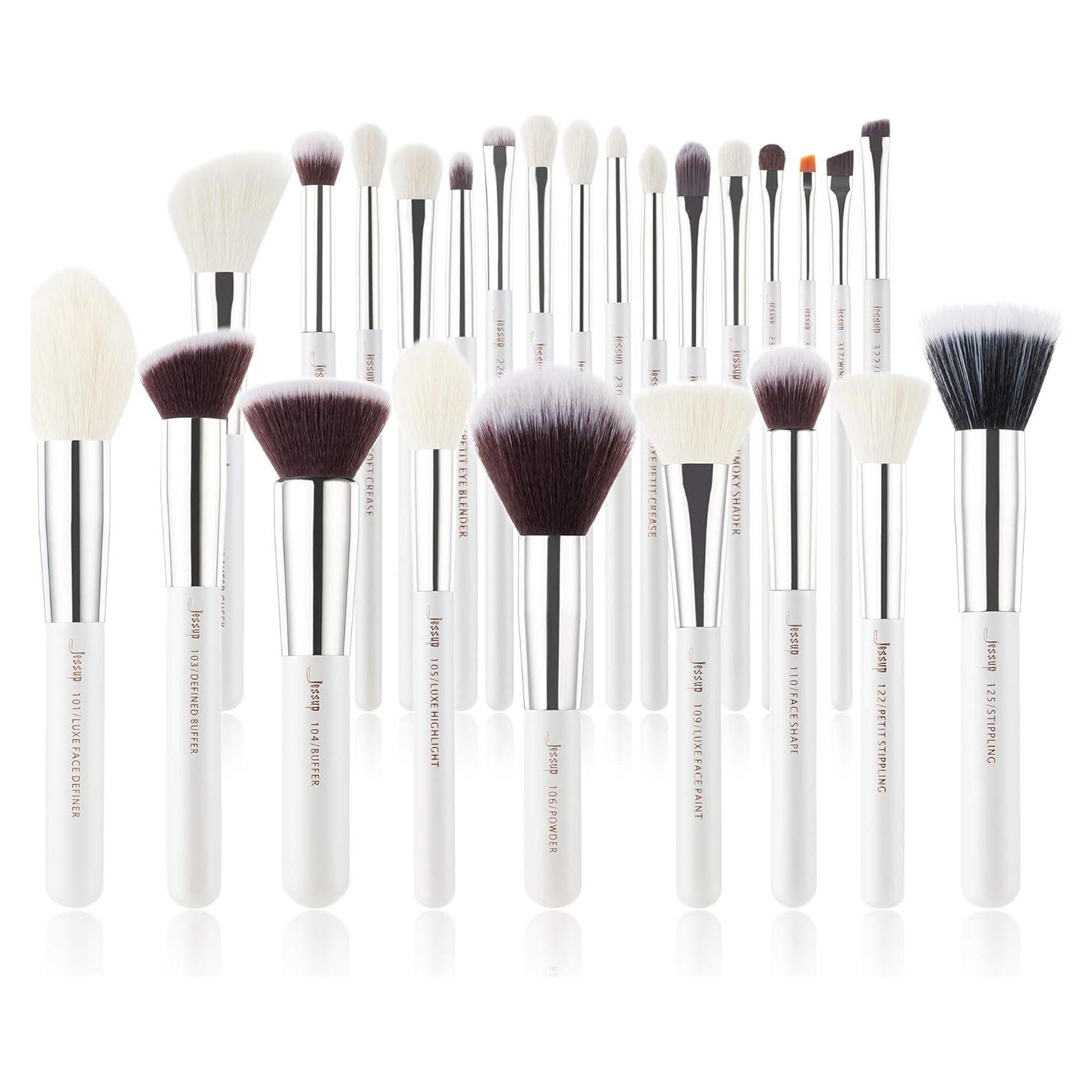 Conjunto de 25 Brochas de Maquillaje Profesional Jessup - Pelo Natural y Sintético