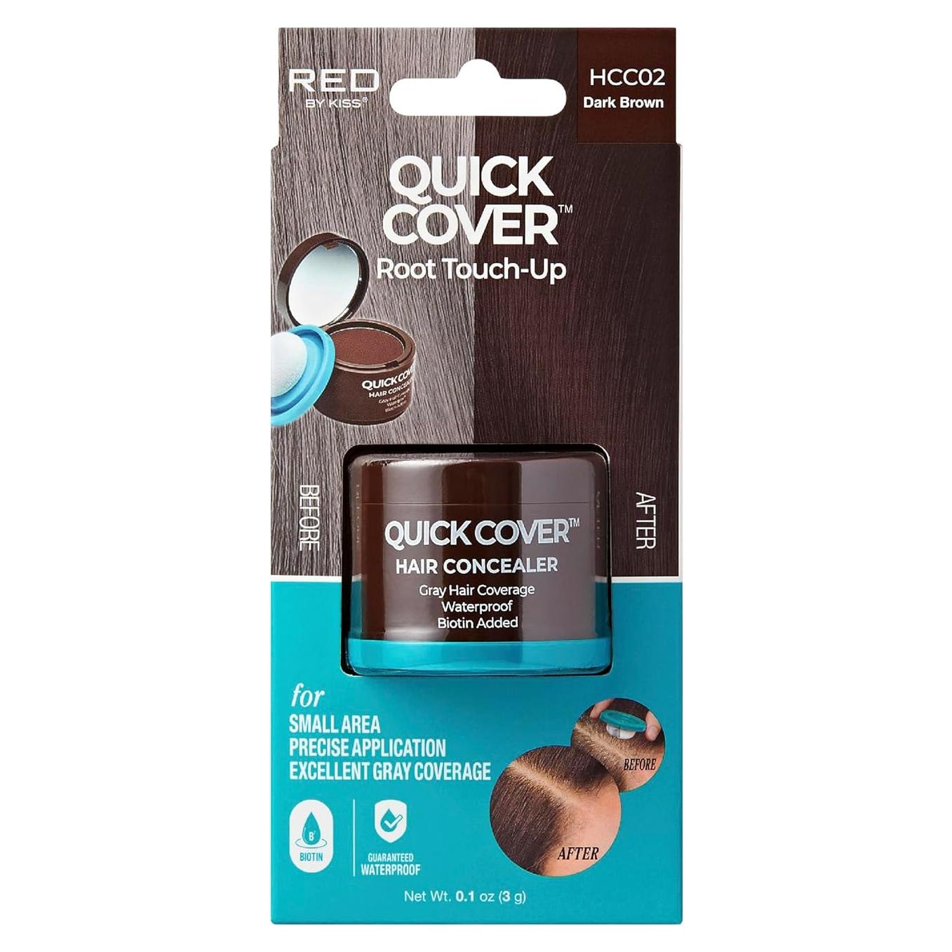 Cubierta Rápida para Cabello Red by Kiss - Marrón Oscuro, Biotina