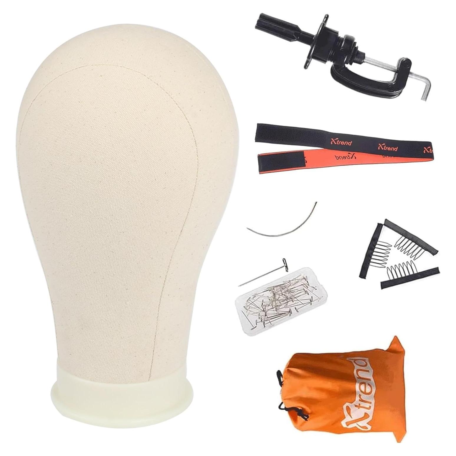 Cabeza de Maniquí de Lona XTREND 56 cm con Soporte para Peluca