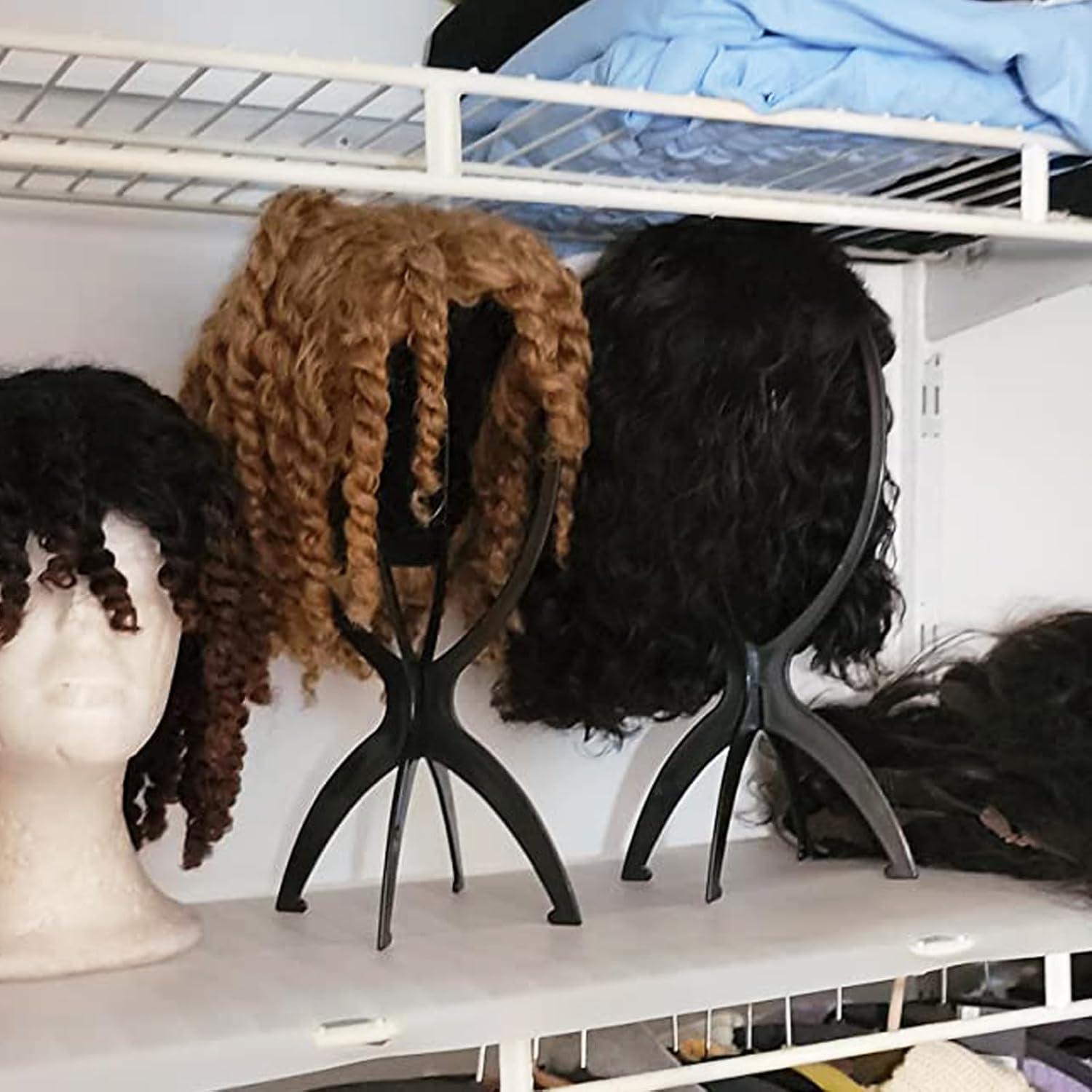 Soportes de Peluca Plegables JOIKIT 16 Piezas Negro 36 cm