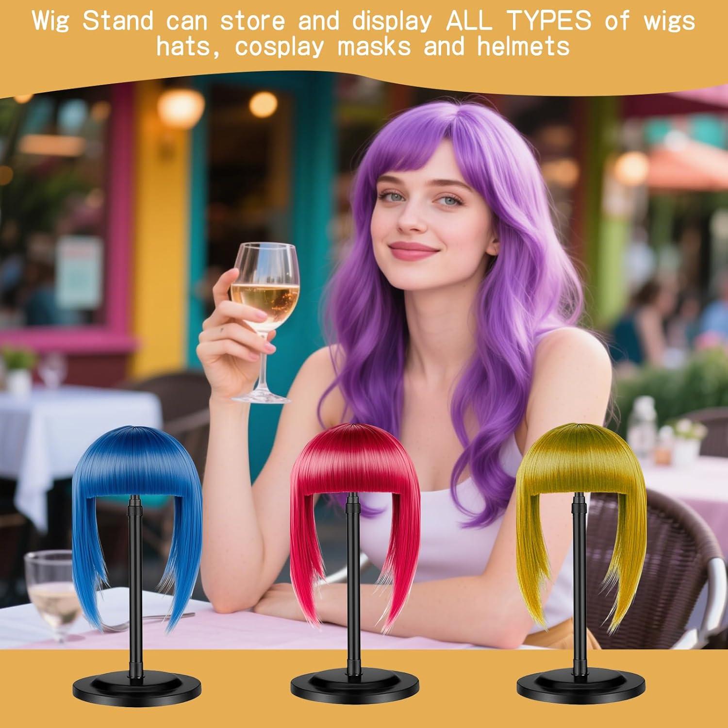 Soporte de Peluca Ajustable Geegoods - 8 Pcs Negro 25-48 cm