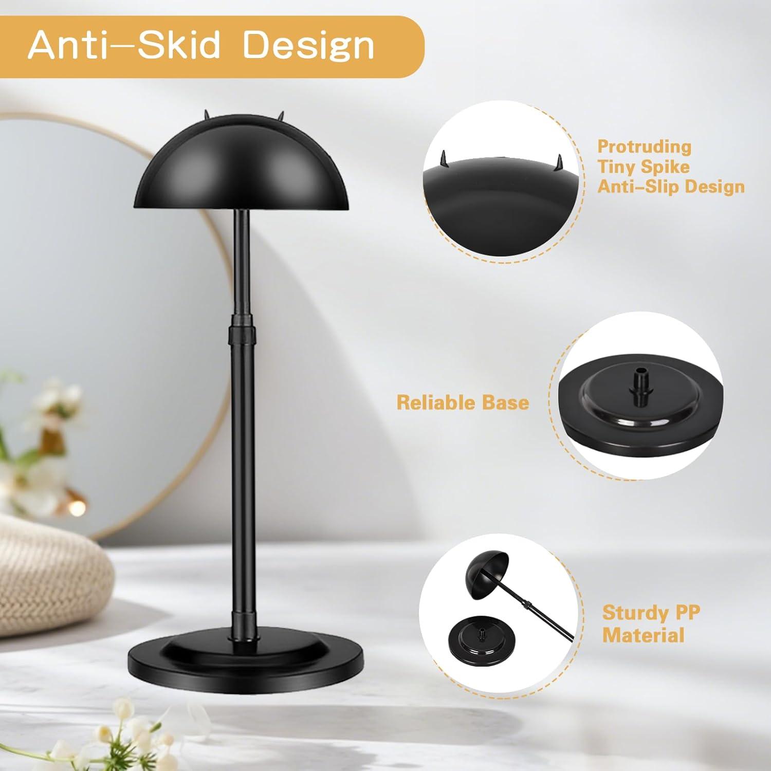 Soporte de Peluca Ajustable Geegoods - 8 Pcs Negro 25-48 cm