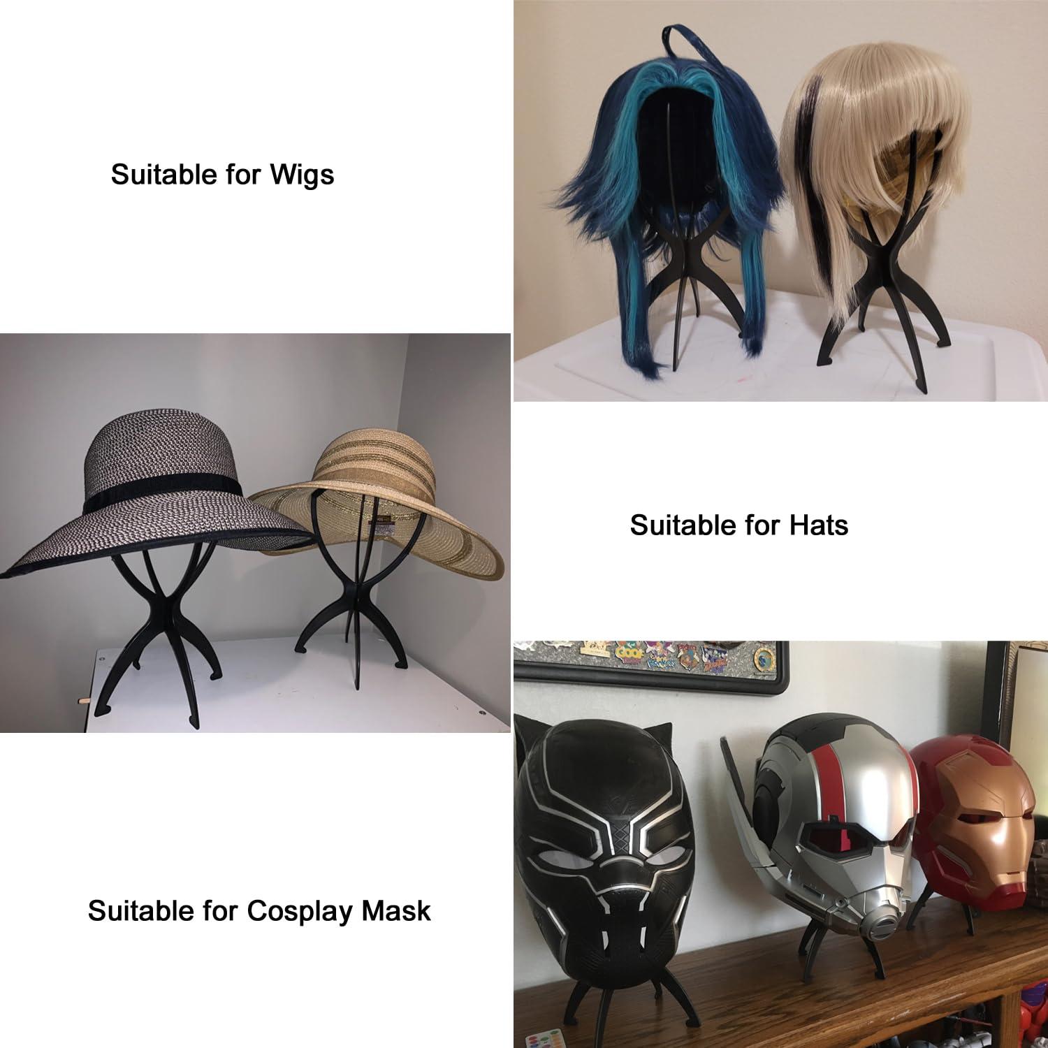 Paquete de 3 Soportes Plegables para Pelucas USHUIUS Negro