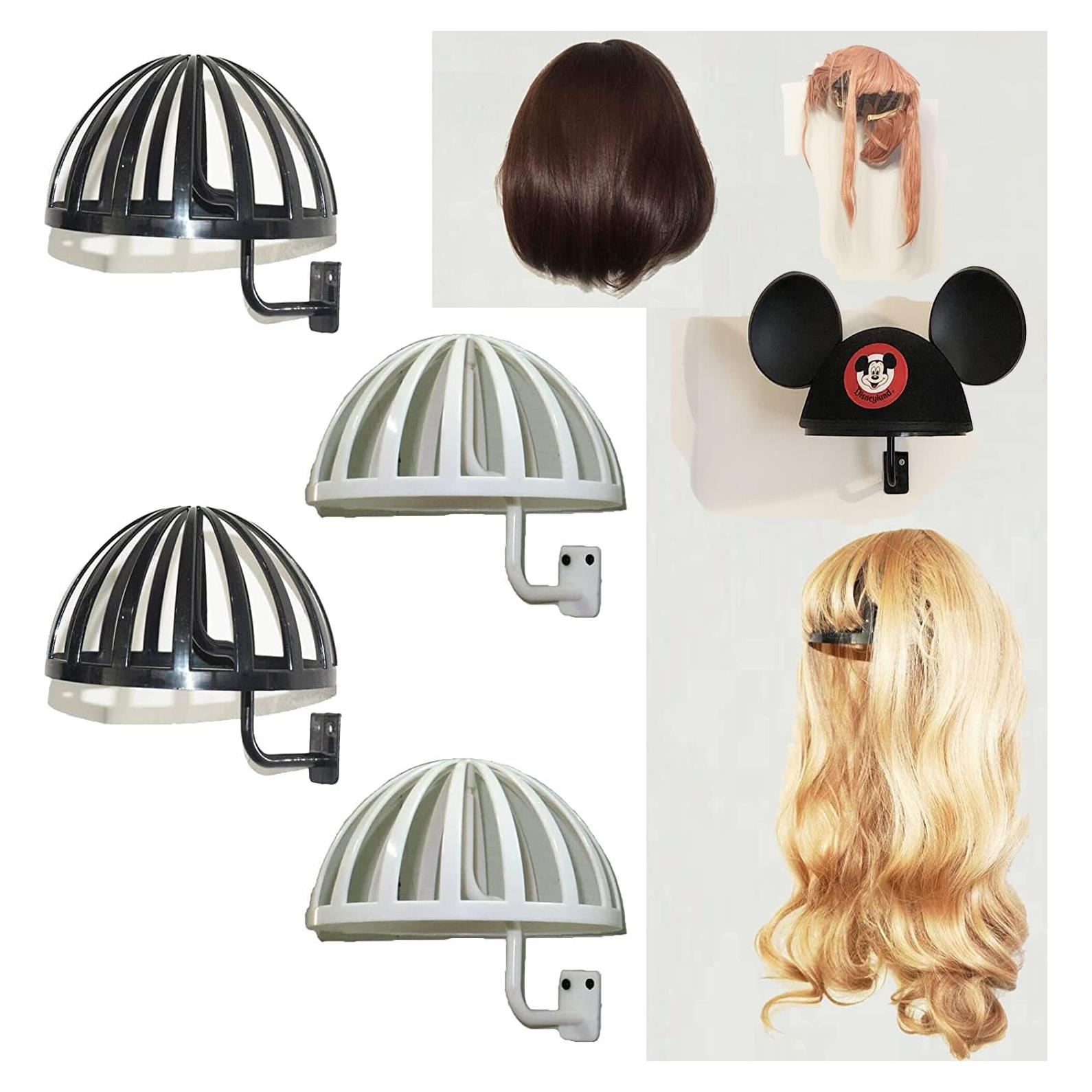 Soporte de Pared para Pelucas Pmsanzay - 4 Pack (2 Negros + 2 Blancos)