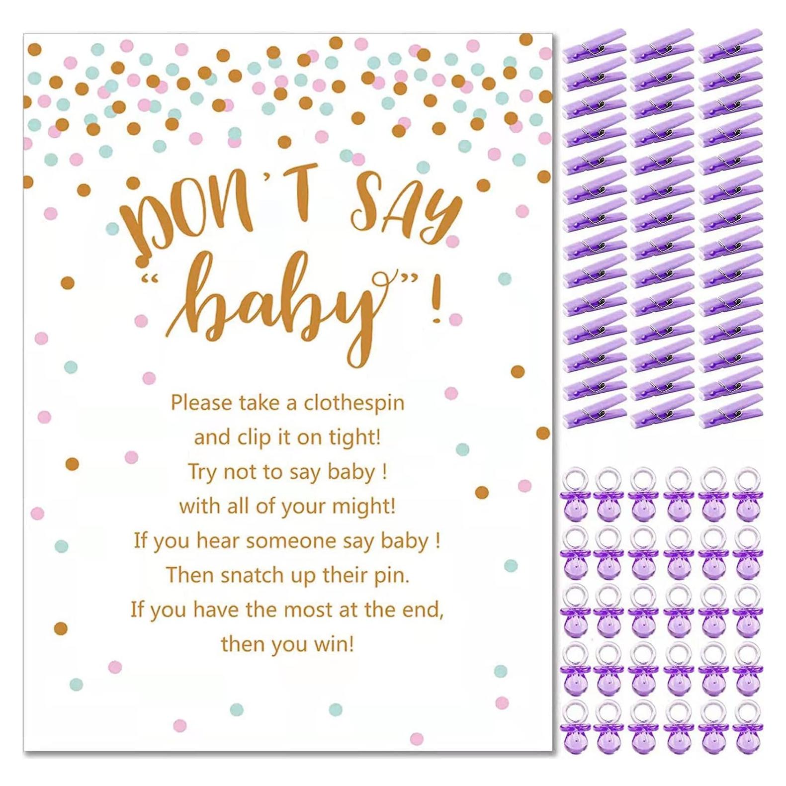 Juego de Pinzas Baby Shower ZJJZGYXINTAI 60 Mini Pinzas Moradas