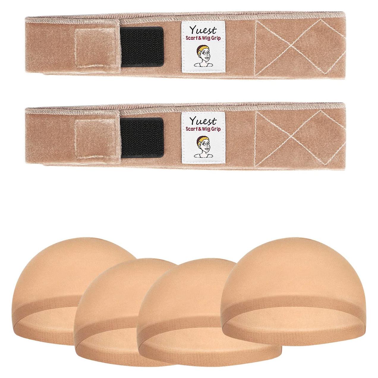 Paquete de 2 Bandas de Agarre para Pelucas Yuest con 4 Gorros