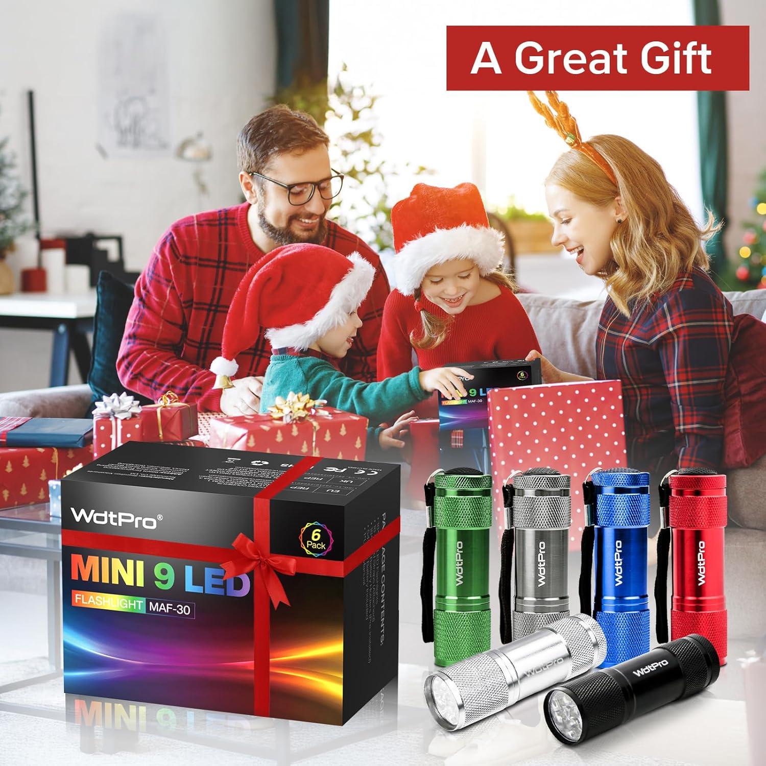 Linternas LED Mini WdtPro 9 LED - Paquete de 6 Colores Variados