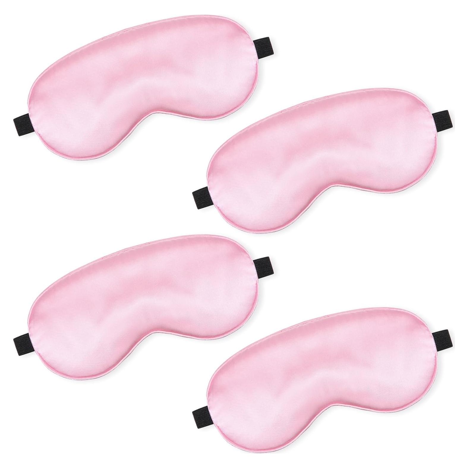 Máscara de Sueño de Seda BBTO 4 Pcs Ajustable Rosa