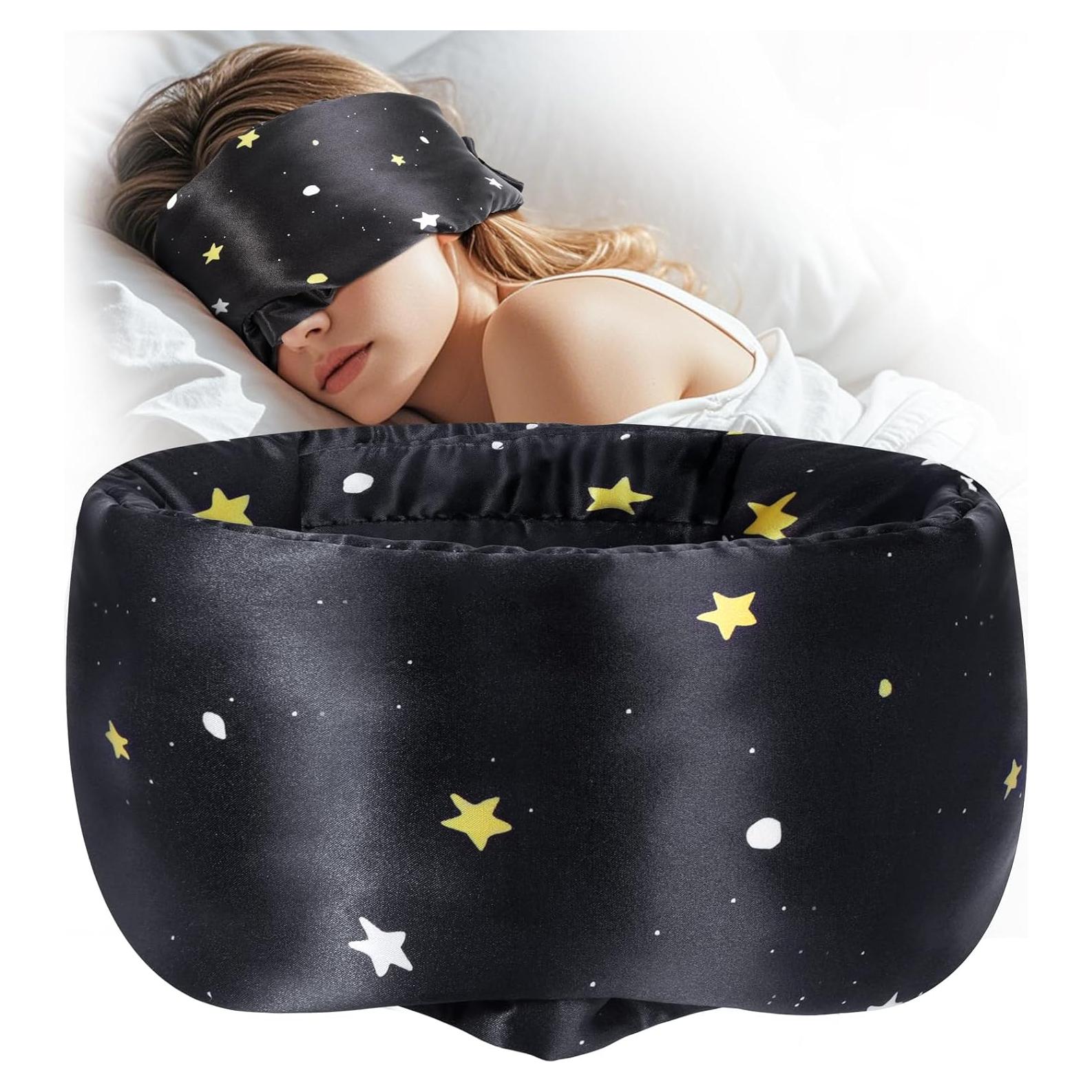 MÁSCARA DE SUEÑO MUSICOZY de Seda Morera Ajustable Negra