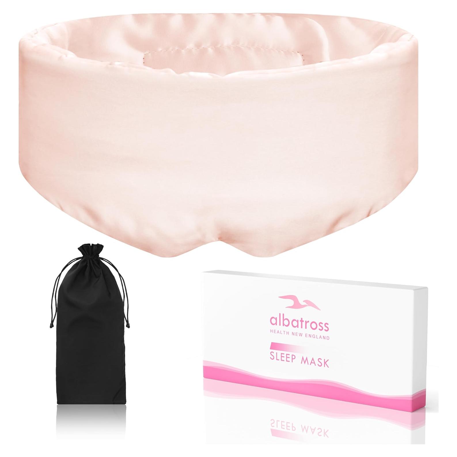 Máscara de Sueño de Seda Natural Albatross Rosa Acolchada