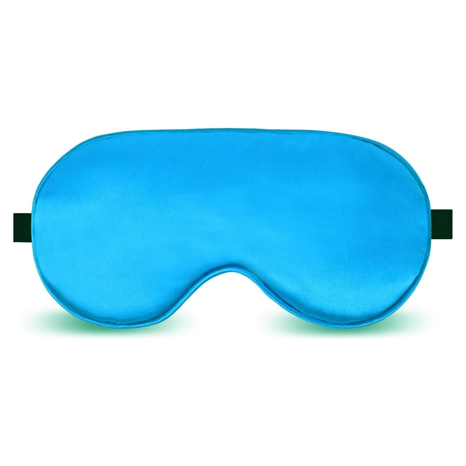 Máscara para dormir de seda Bodbop ajustable azul 20x10 cm