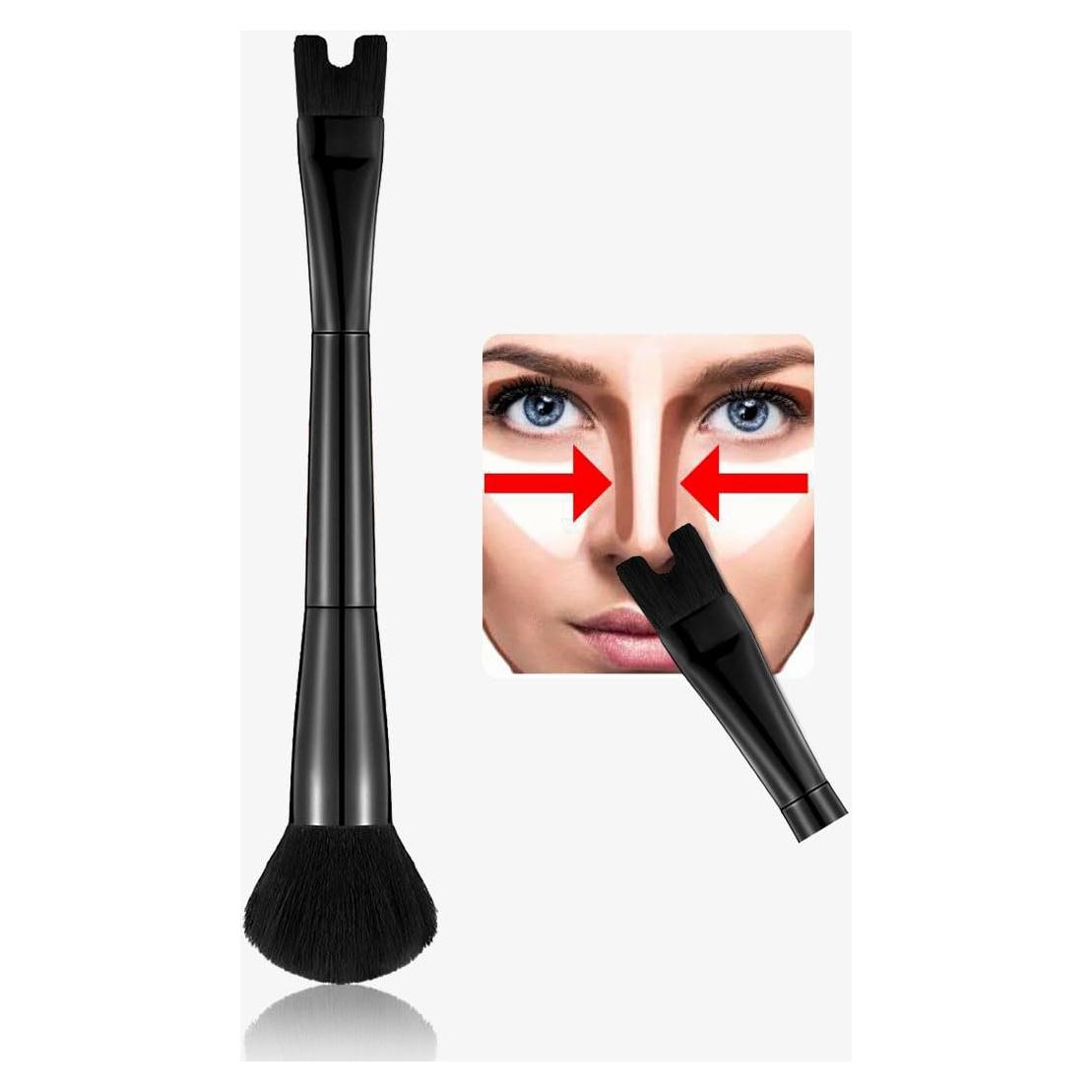 Brocha de Maquillaje LuxoCare 2 en 1 para Contorno de Nariz