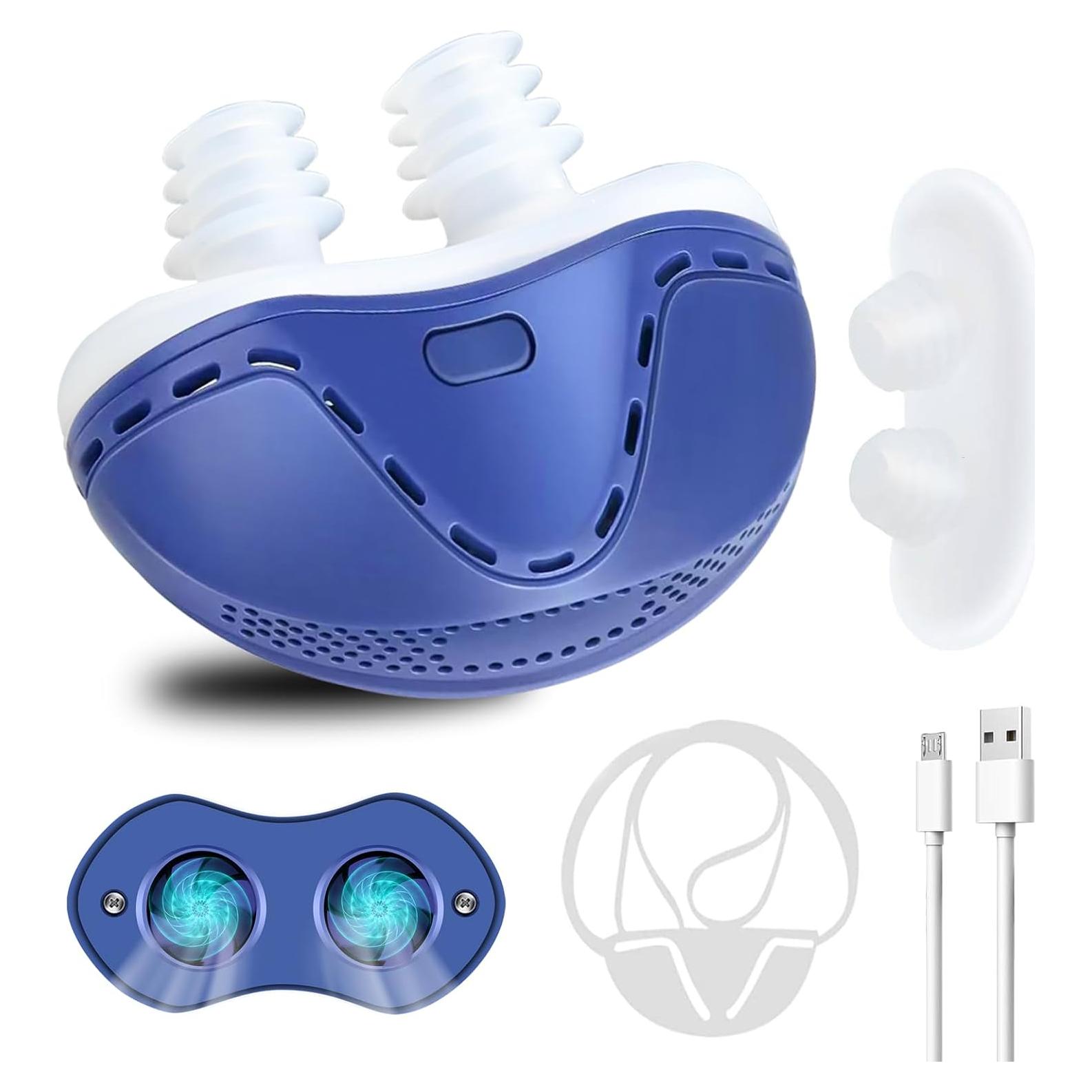 Dispositivo Anti Ronquidos NBF Azul, Ventilador Turbo Dual, Recargable