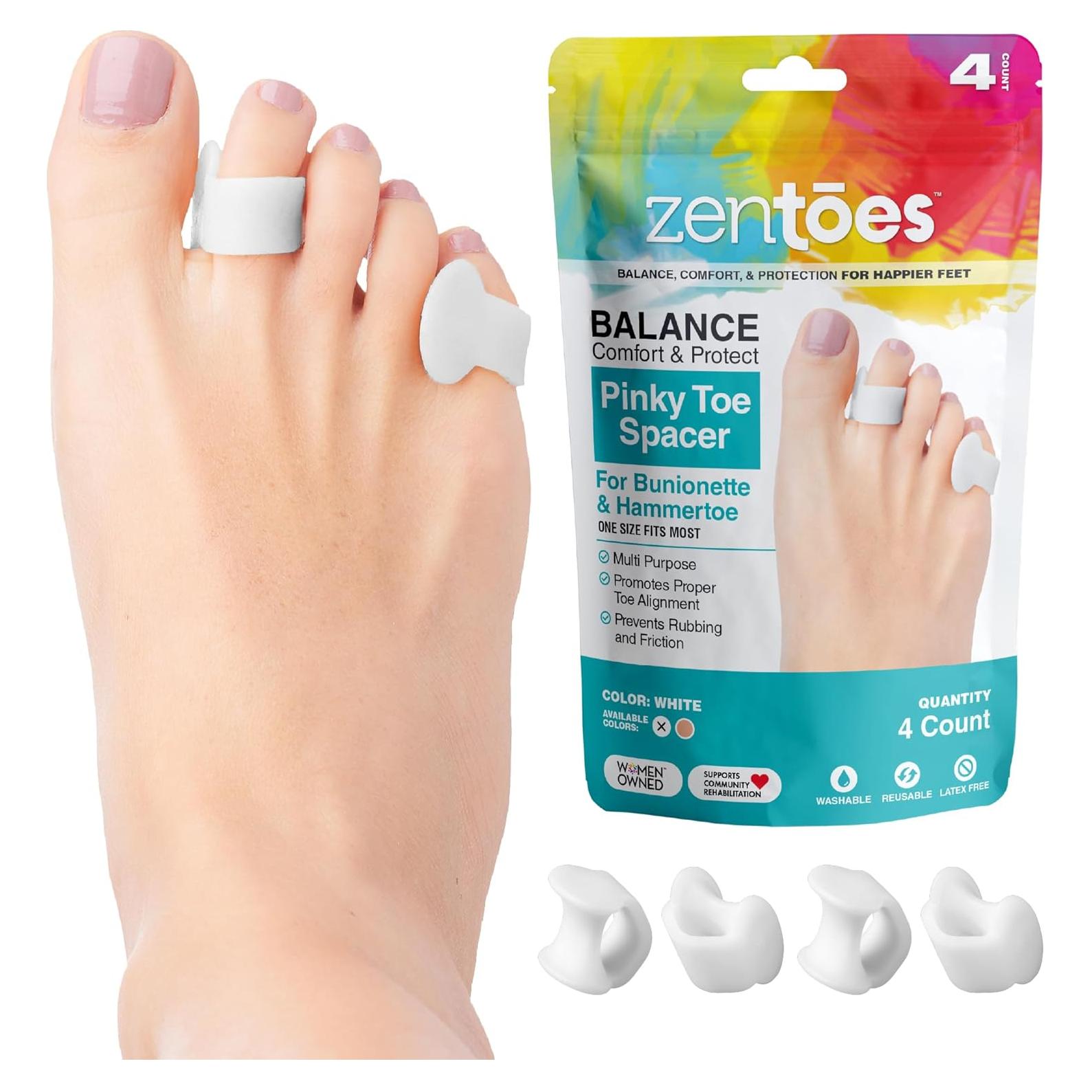 Separadores de Dedo Meñique ZenToes - Corrector de Juanete - Paquete de 4