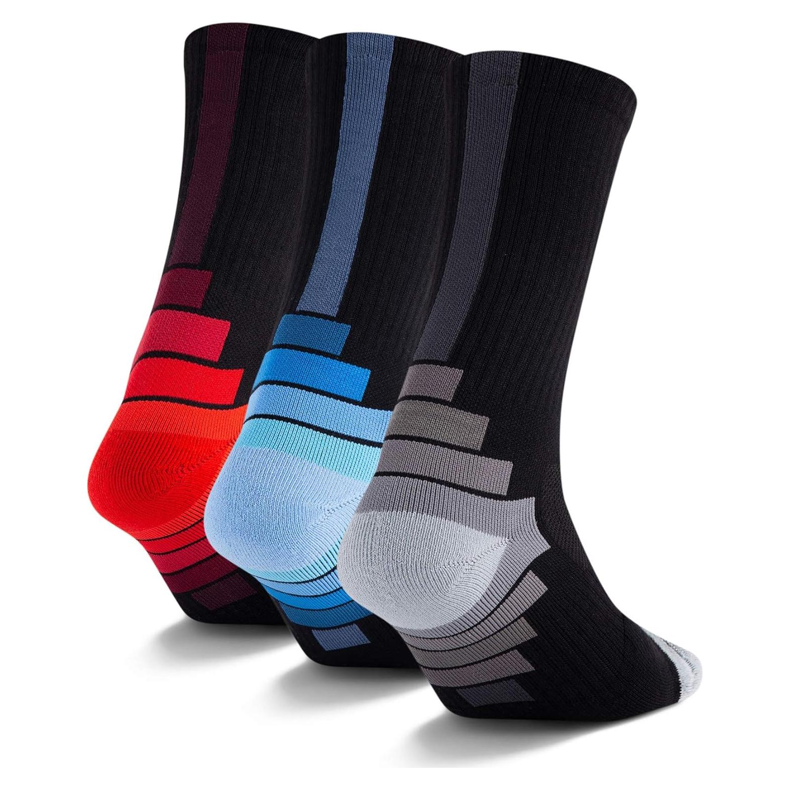 Calcetines atléticos para hombres 3 pares con soporte de arco