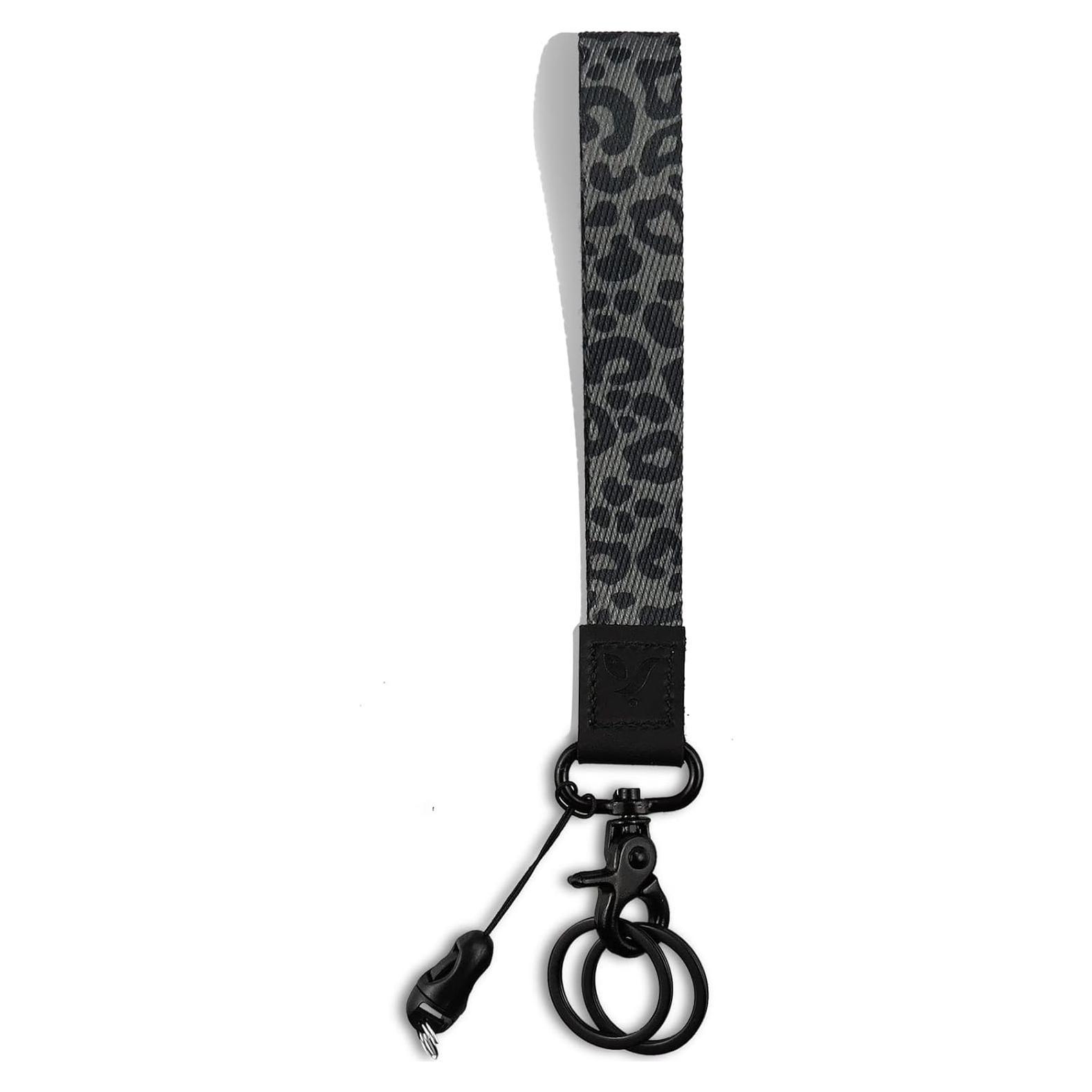 Lanyard de Muñeca Yiflin de Cuero Leopardo Negro 20.5cm